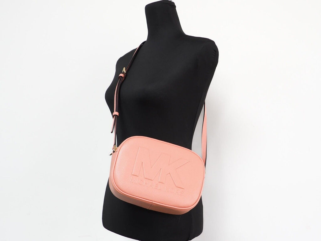 Sac bandoulière ovale en cuir Sherbert Jet Set Travel de taille moyenne pour appareil photo Michael Kors