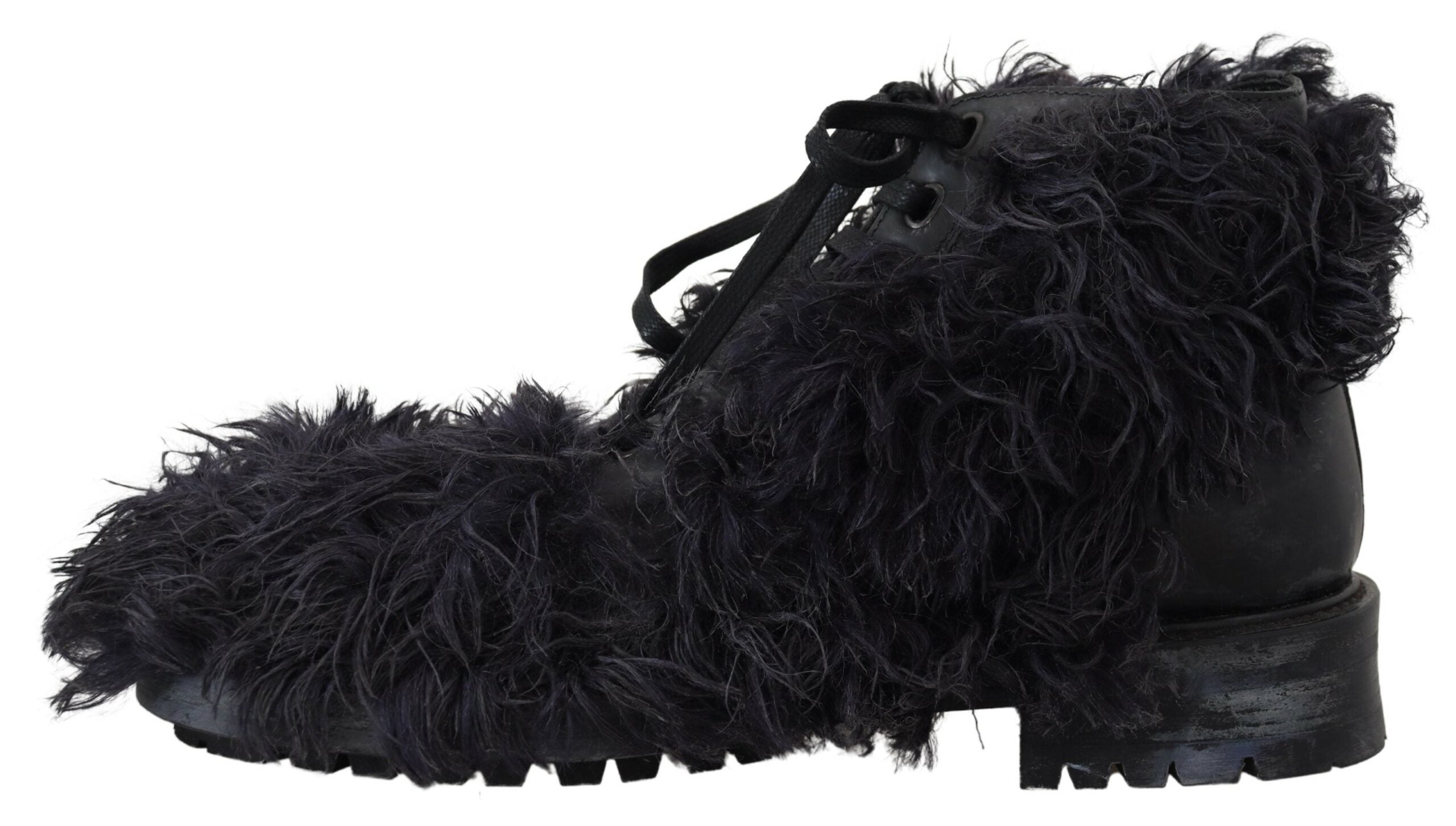 Dolce &amp; Gabbana Schwarze Lammfell-Stiefeletten aus Leder