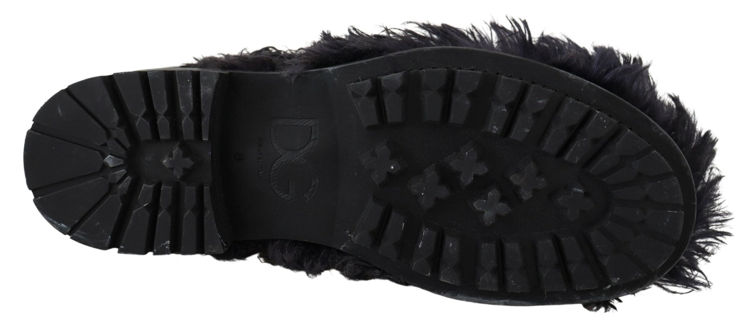Dolce &amp; Gabbana Schwarze Lammfell-Stiefeletten aus Leder