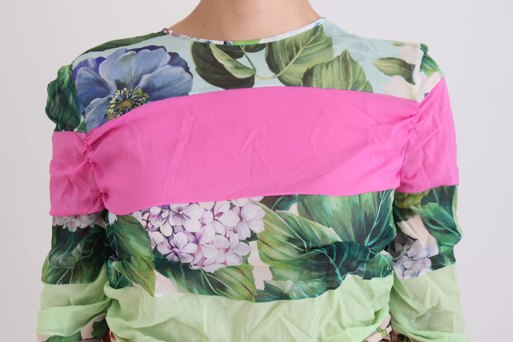 Dolce &amp; Gabbana – Figurbetontes Etuikleid aus Seide mit Blumenmuster