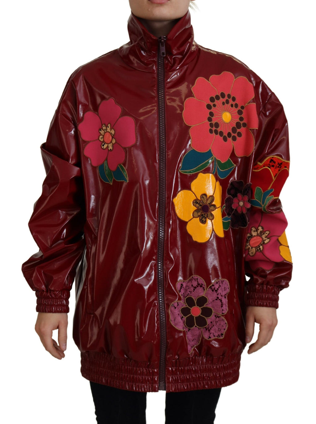 Veste de luxe à fleurs bordeaux Dolce &amp; Gabbana