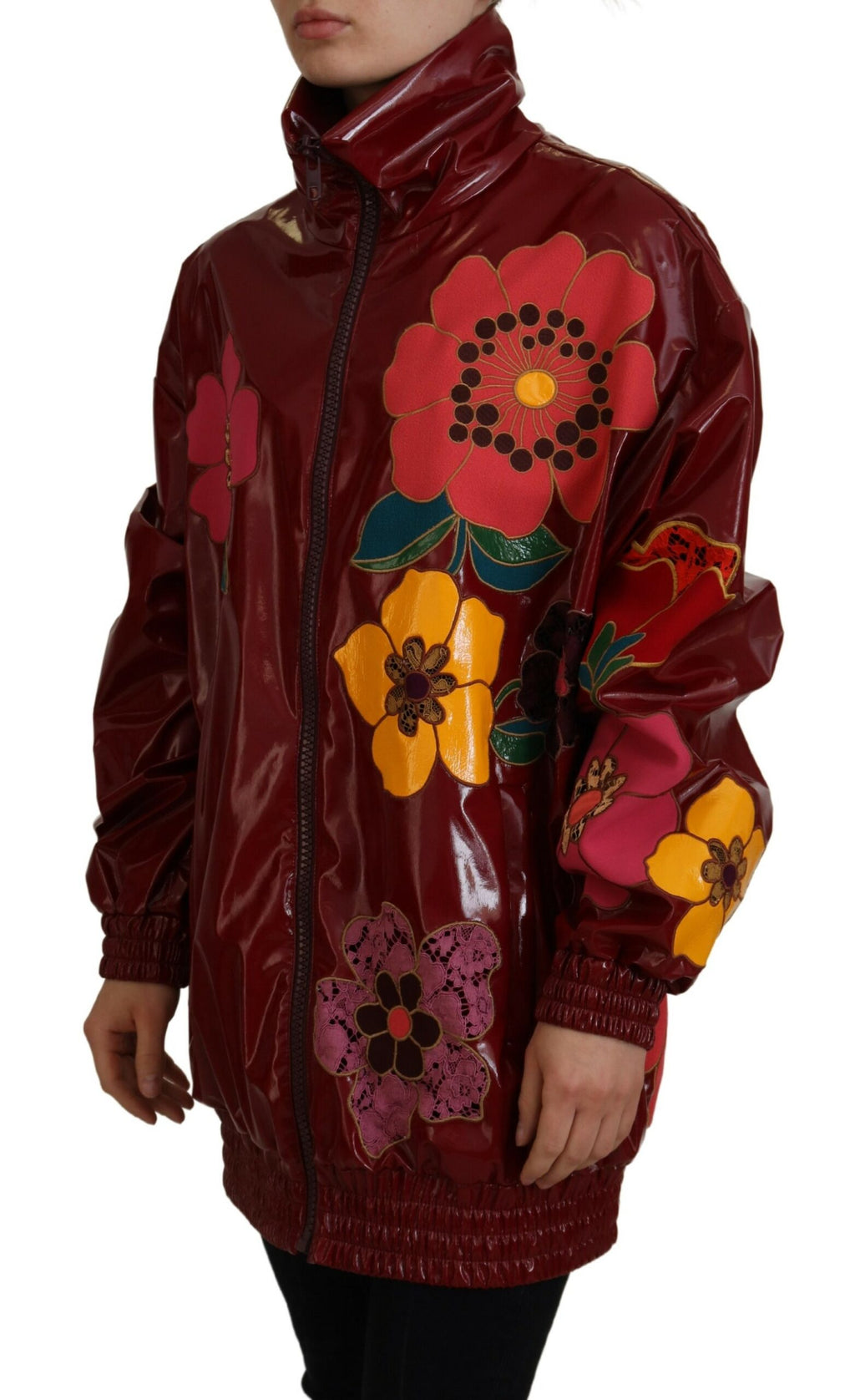 Veste de luxe à fleurs bordeaux Dolce &amp; Gabbana