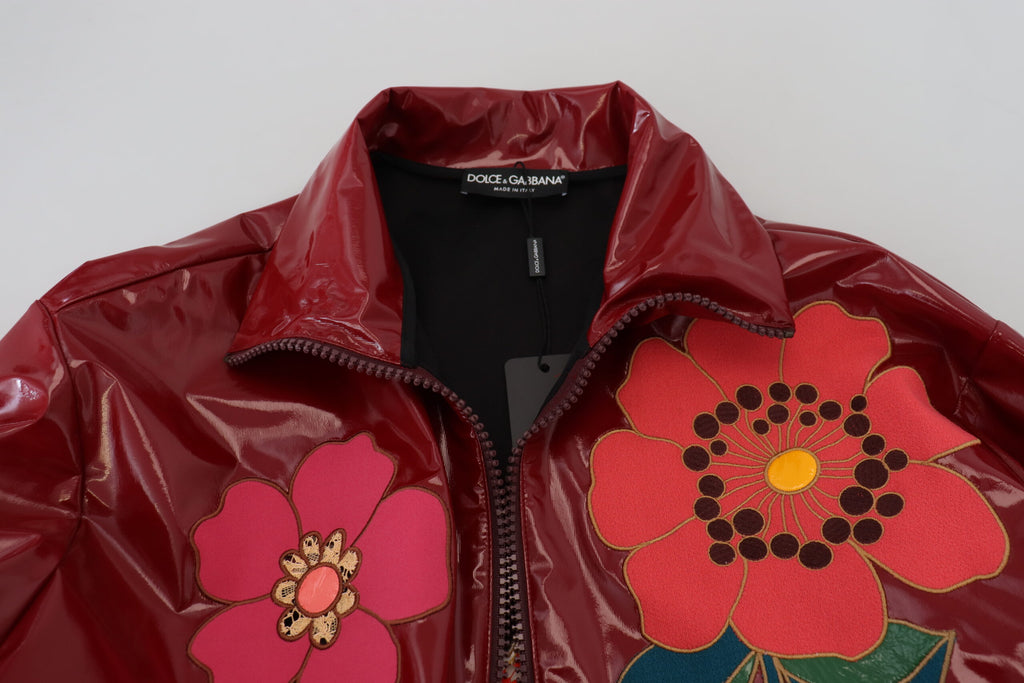 Veste de luxe à fleurs bordeaux Dolce &amp; Gabbana