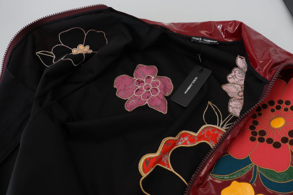 Veste de luxe à fleurs bordeaux Dolce &amp; Gabbana