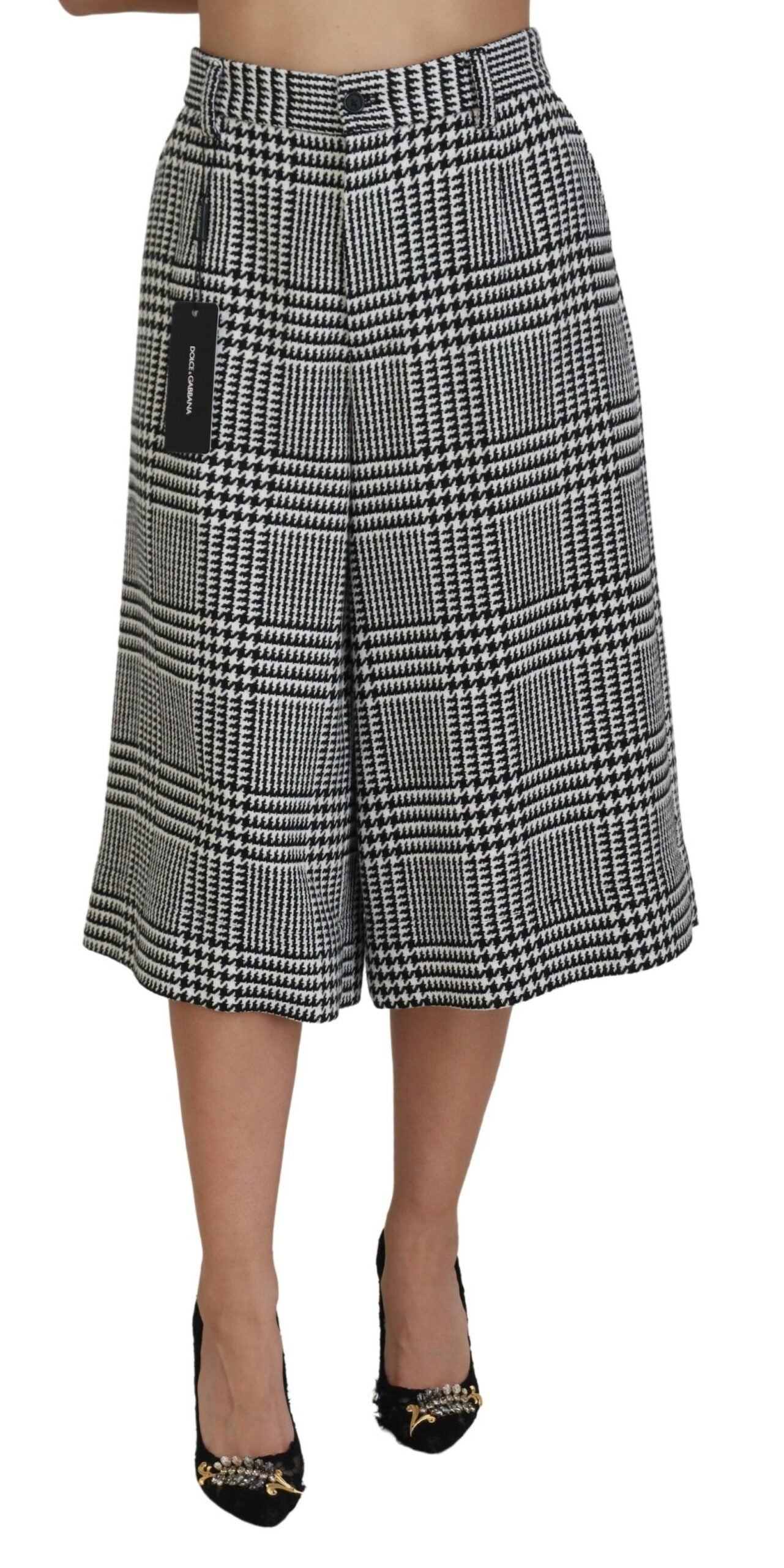 Dolce &amp; Gabbana Elegante karierte Midihose mit hoher Taille