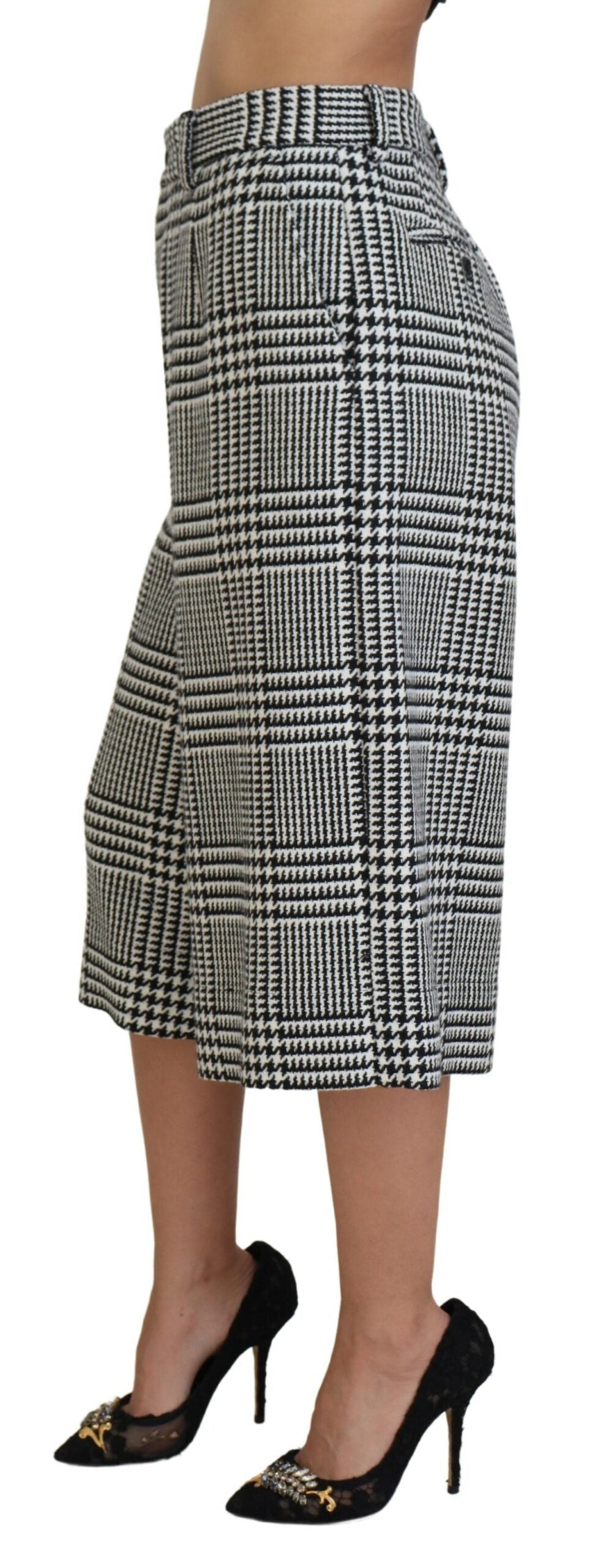 Dolce &amp; Gabbana Elegante karierte Midihose mit hoher Taille