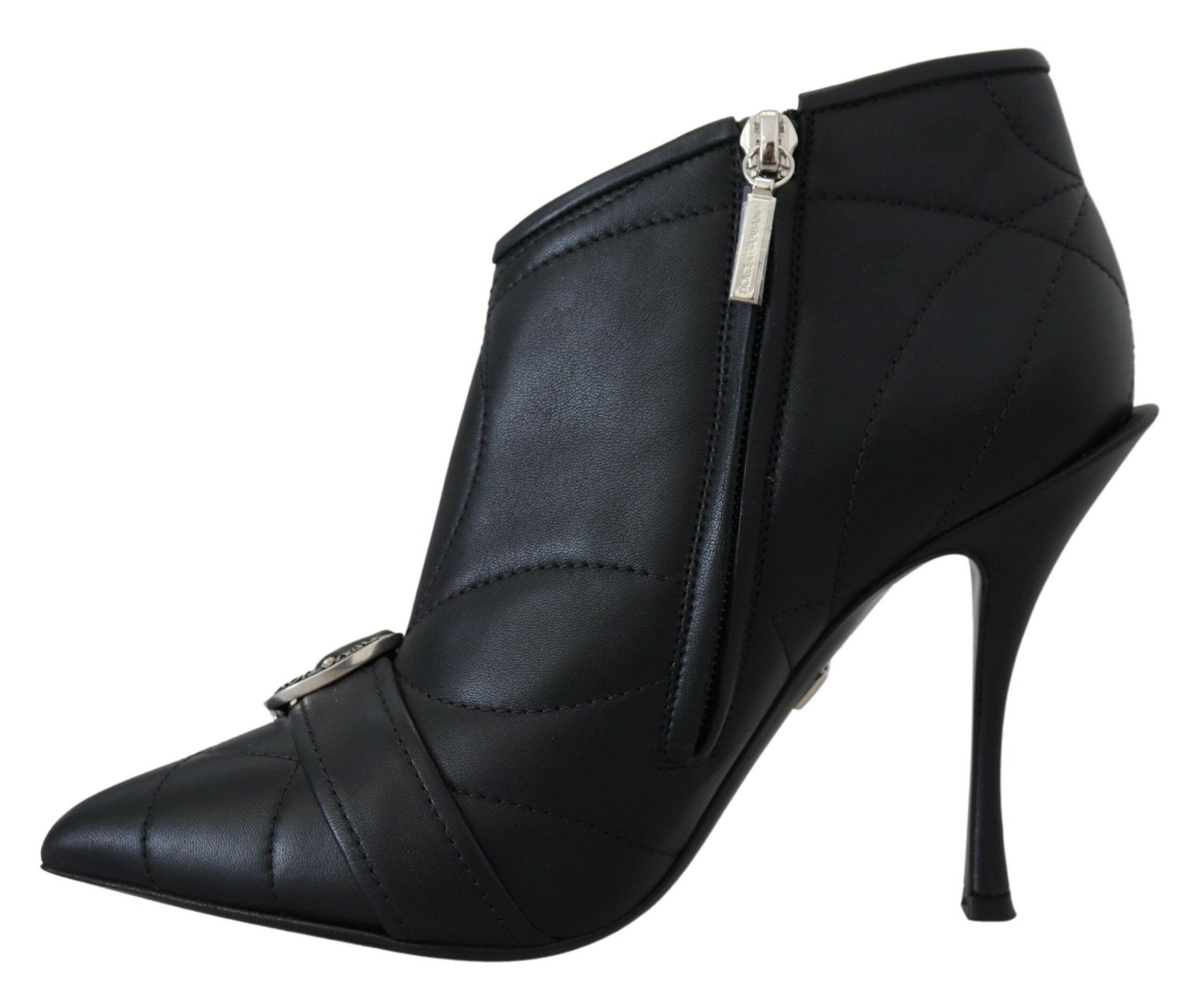 Dolce &amp; Gabbana Elegante schwarze Stiefeletten aus gestepptem Leder