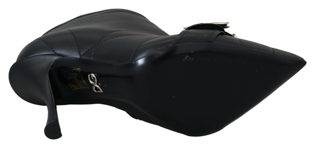 Dolce &amp; Gabbana Elegante schwarze Stiefeletten aus gestepptem Leder