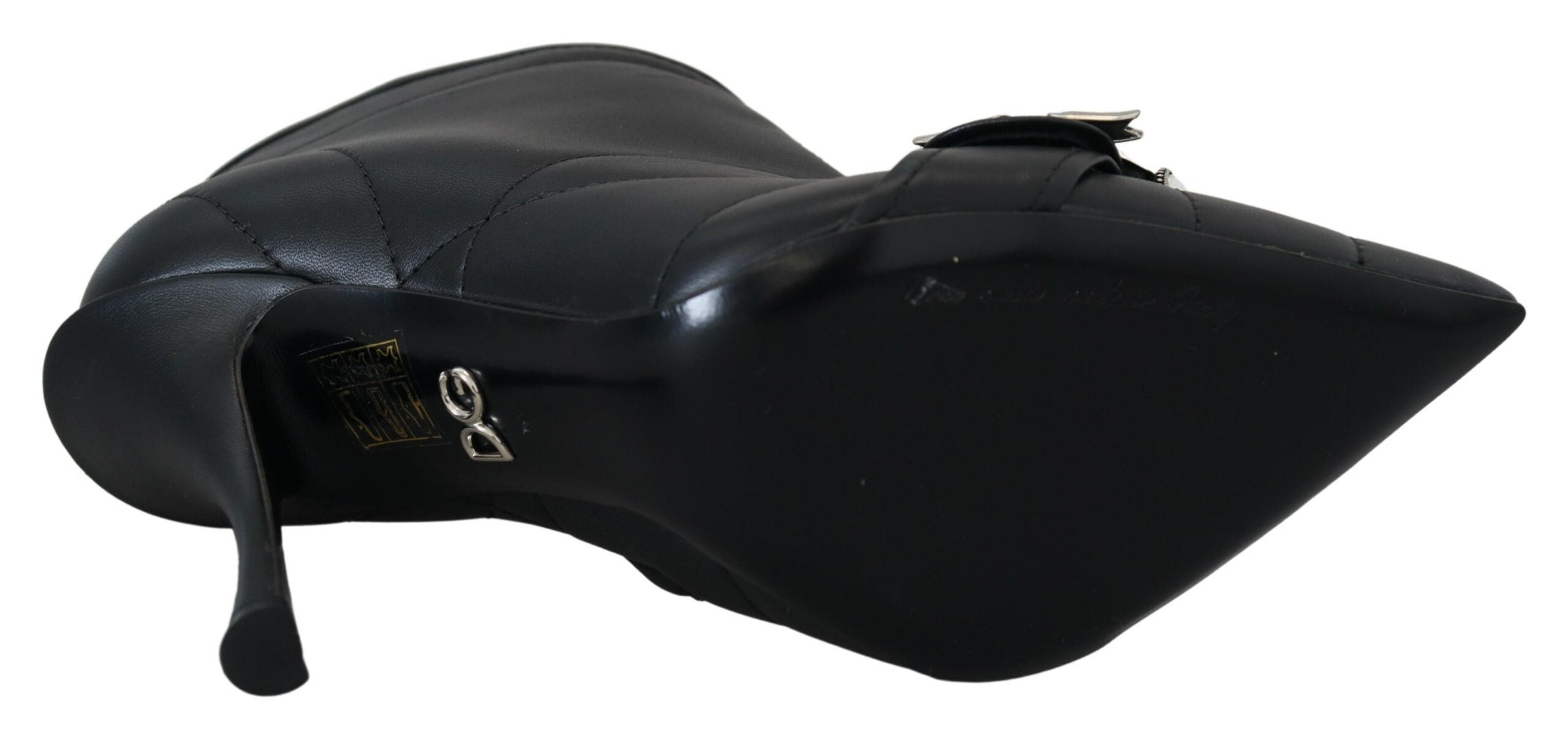 Dolce &amp; Gabbana Elegante schwarze Stiefeletten aus gestepptem Leder
