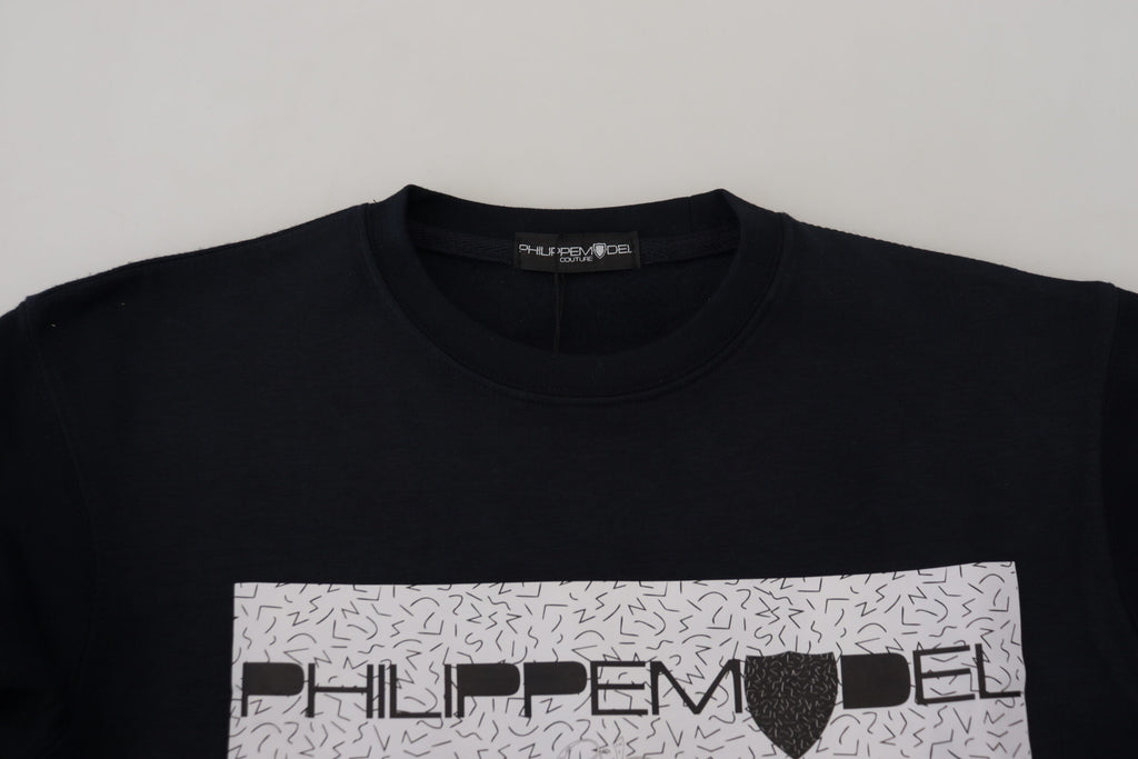 Philippe Model Chic Schwarz bedruckter Baumwollpullover