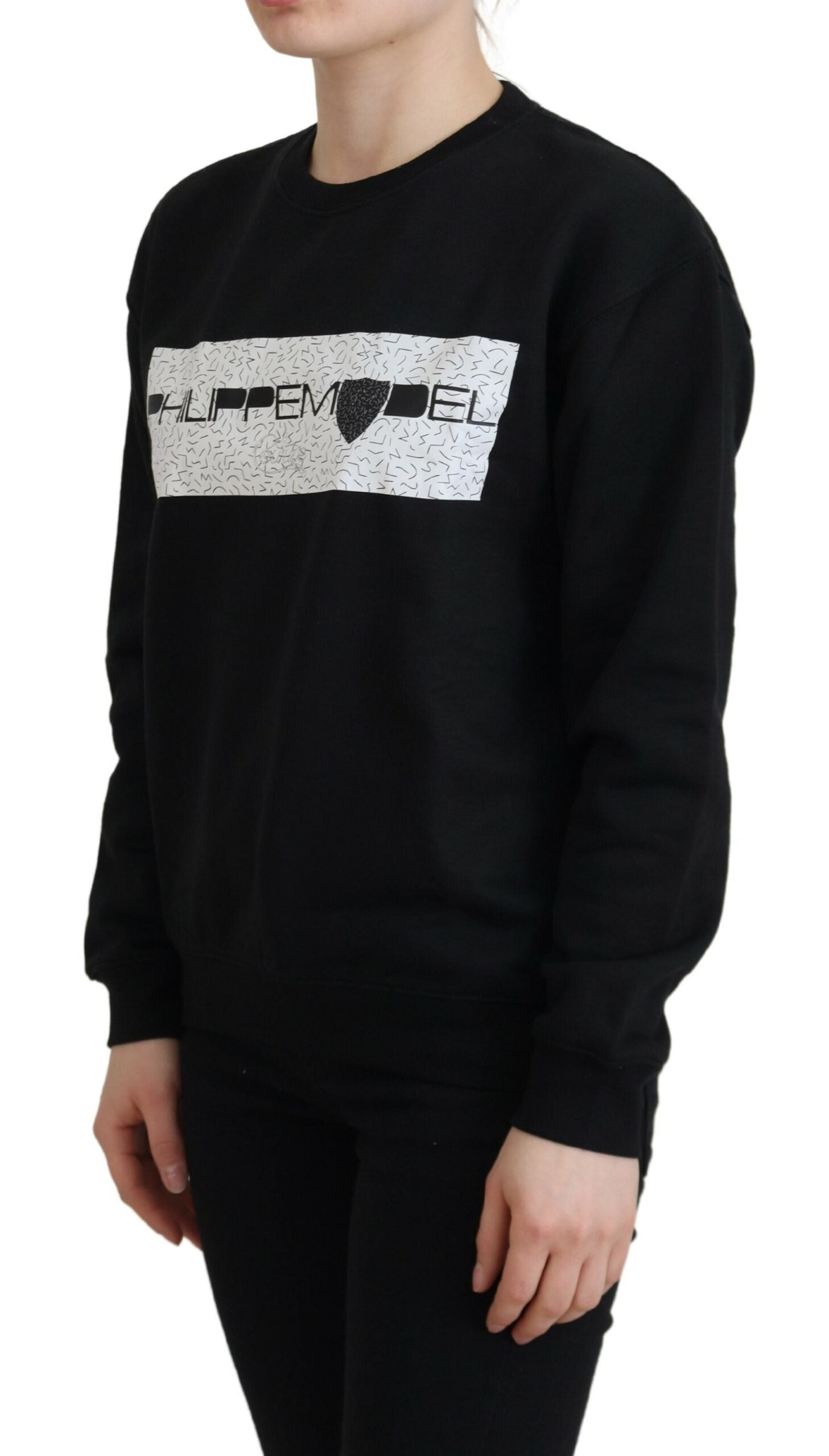Philippe Model Schicker schwarzer bedruckter Baumwollpullover