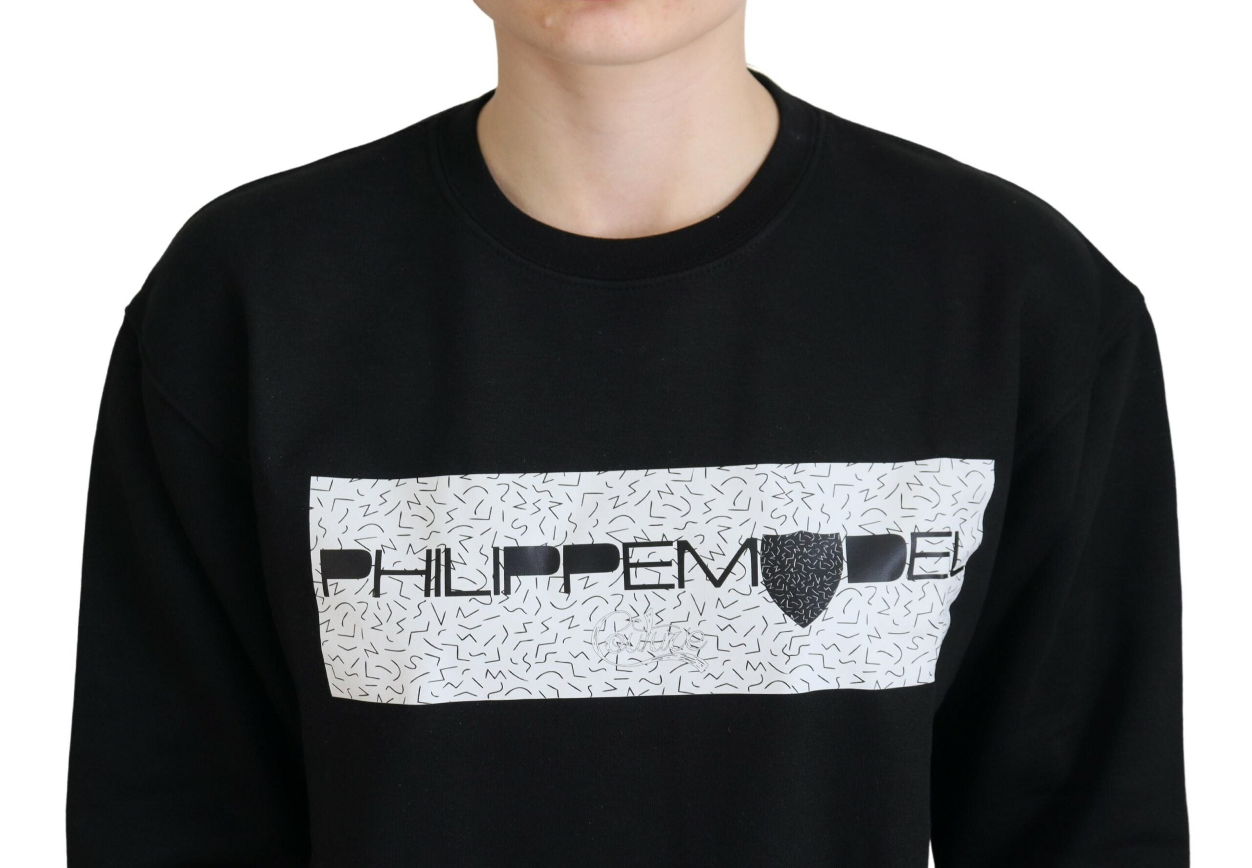 Philippe Model Schicker schwarzer bedruckter Baumwollpullover