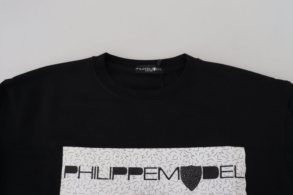 Philippe Model Schicker schwarzer bedruckter Baumwollpullover