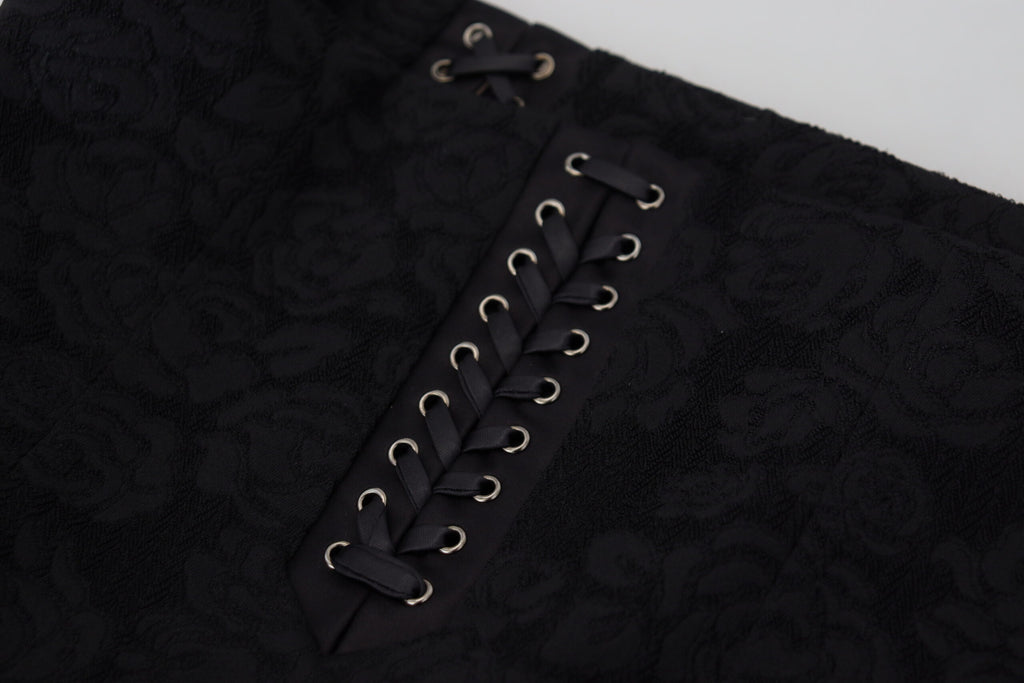 Jupe élégante taille haute noire doublée de soie Dolce &amp; Gabbana