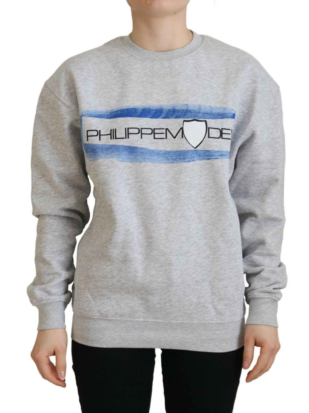 Philippe Model Eleganter grauer bedruckter Baumwollpullover