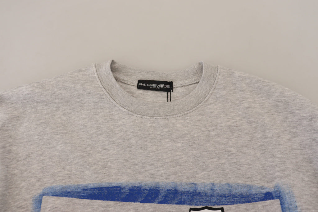 Philippe Model Eleganter grauer bedruckter Baumwollpullover