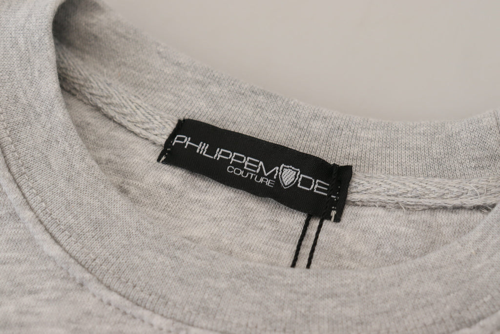 Philippe Model Eleganter grauer bedruckter Baumwollpullover