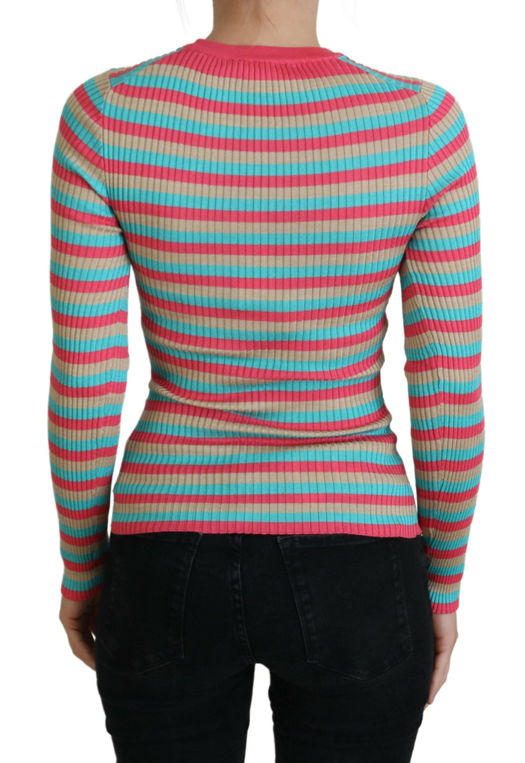Dolce &amp; Gabbana Eleganter gestreifter Seidenpullover mit Rundhalsausschnitt
