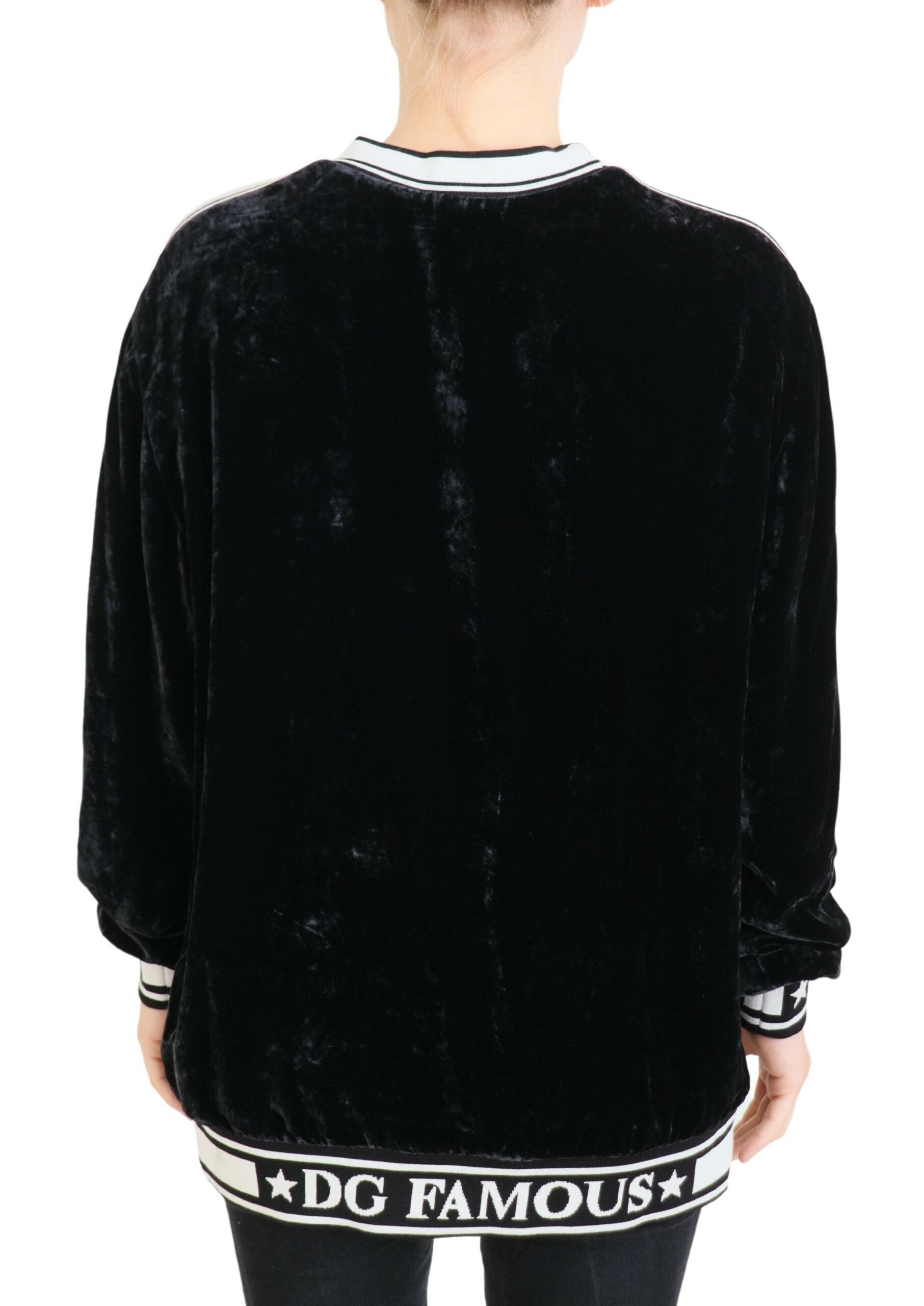 Dolce &amp; Gabbana Eleganter Pullover aus Seidenmischung und Samt