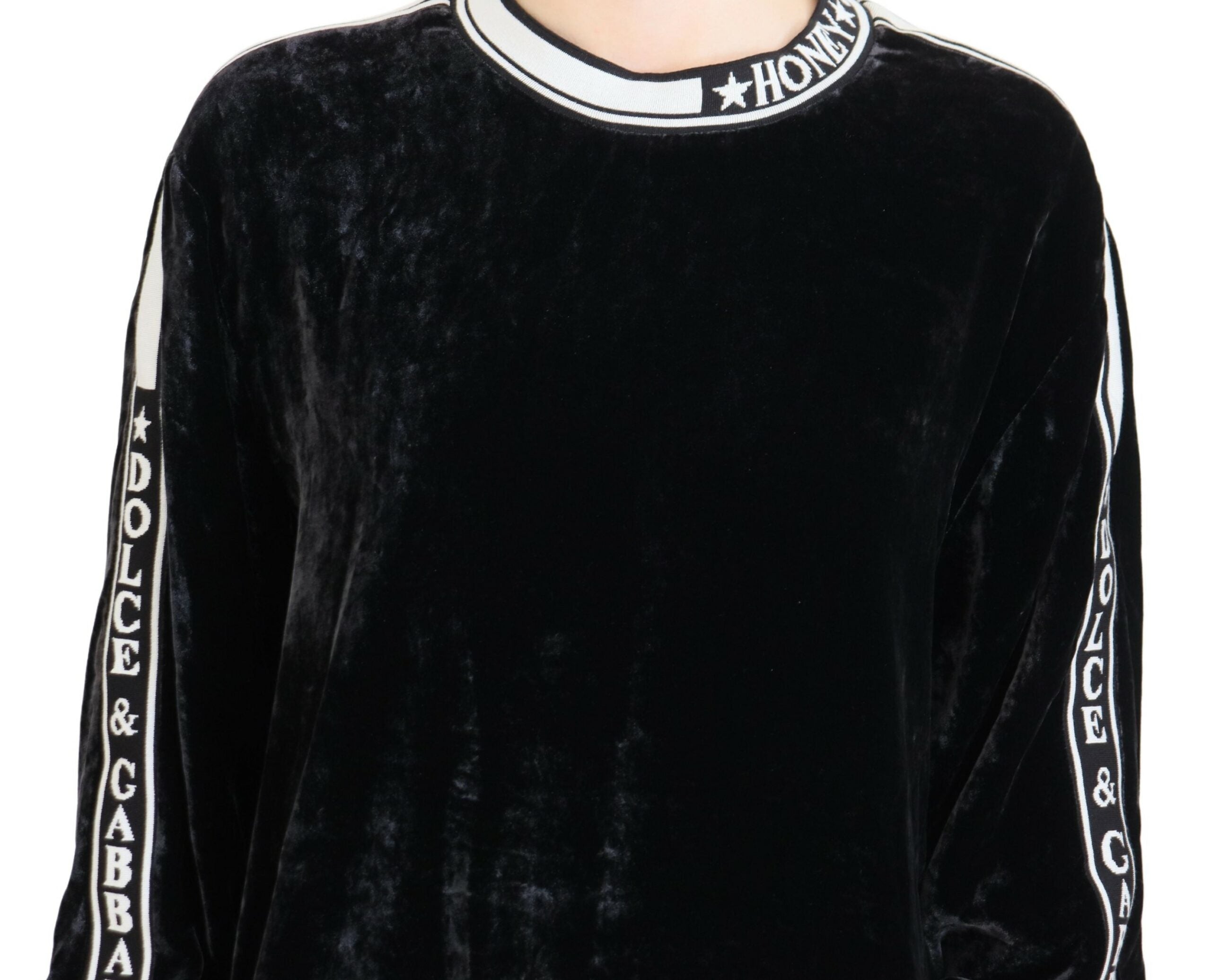 Dolce &amp; Gabbana Eleganter Pullover aus Seidenmischung und Samt