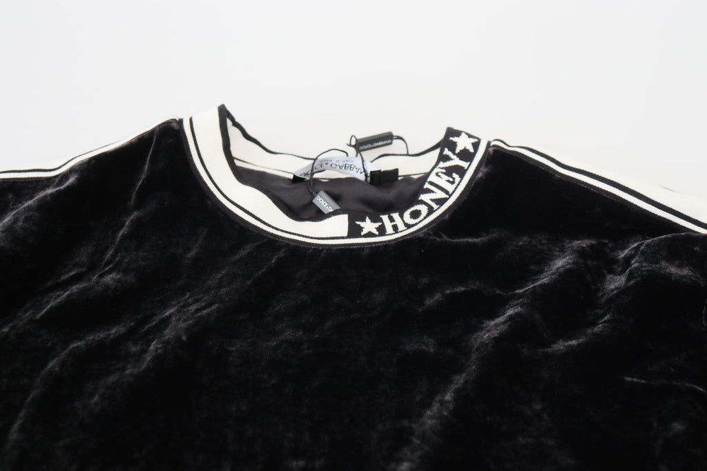 Dolce &amp; Gabbana Eleganter Pullover aus Seidenmischung und Samt