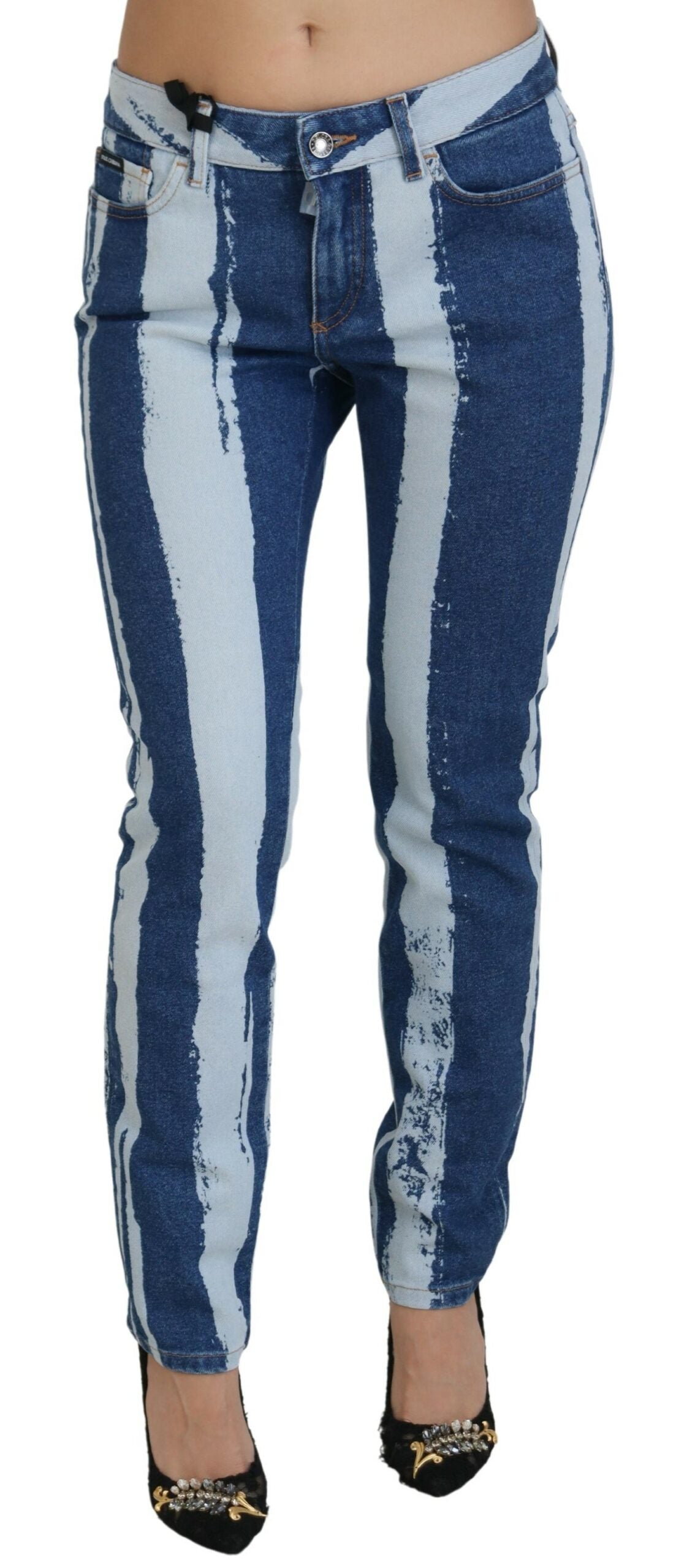 Dolce &amp; Gabbana – Elegante, gestreifte Slim-Fit-Jeans aus Italien