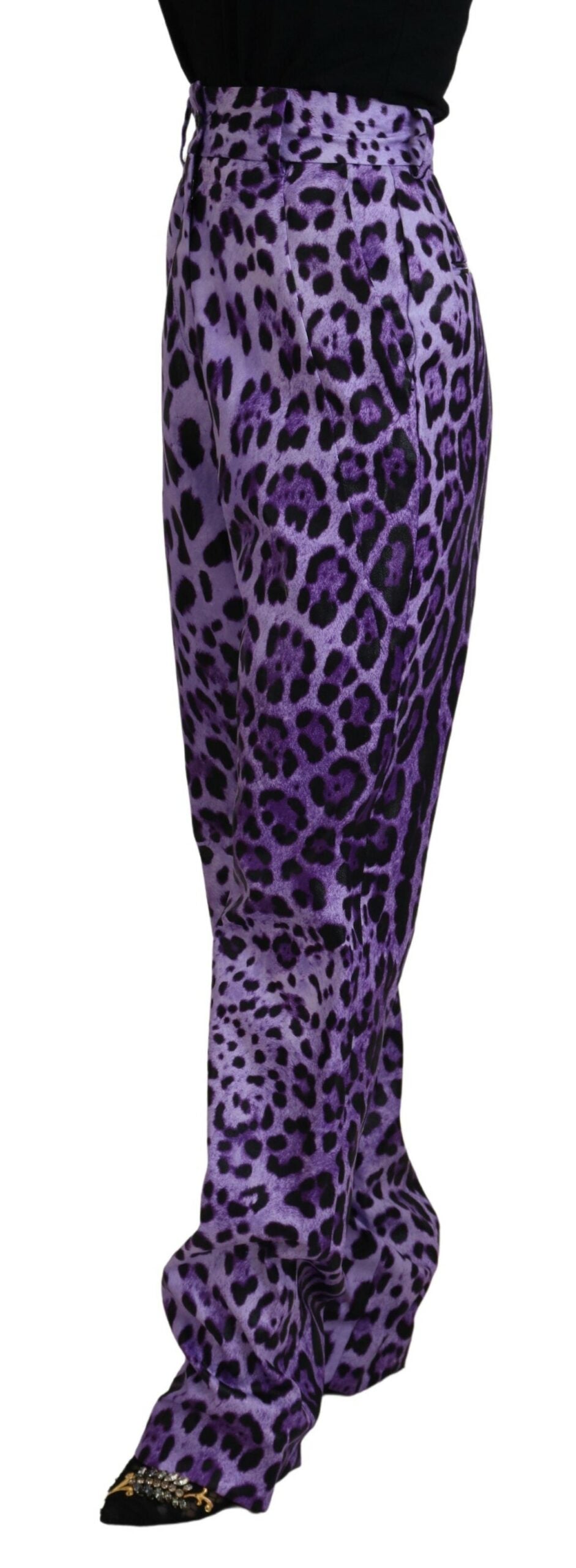 Dolce &amp; Gabbana Elegante hoch taillierte, gerade geschnittene lila Hose