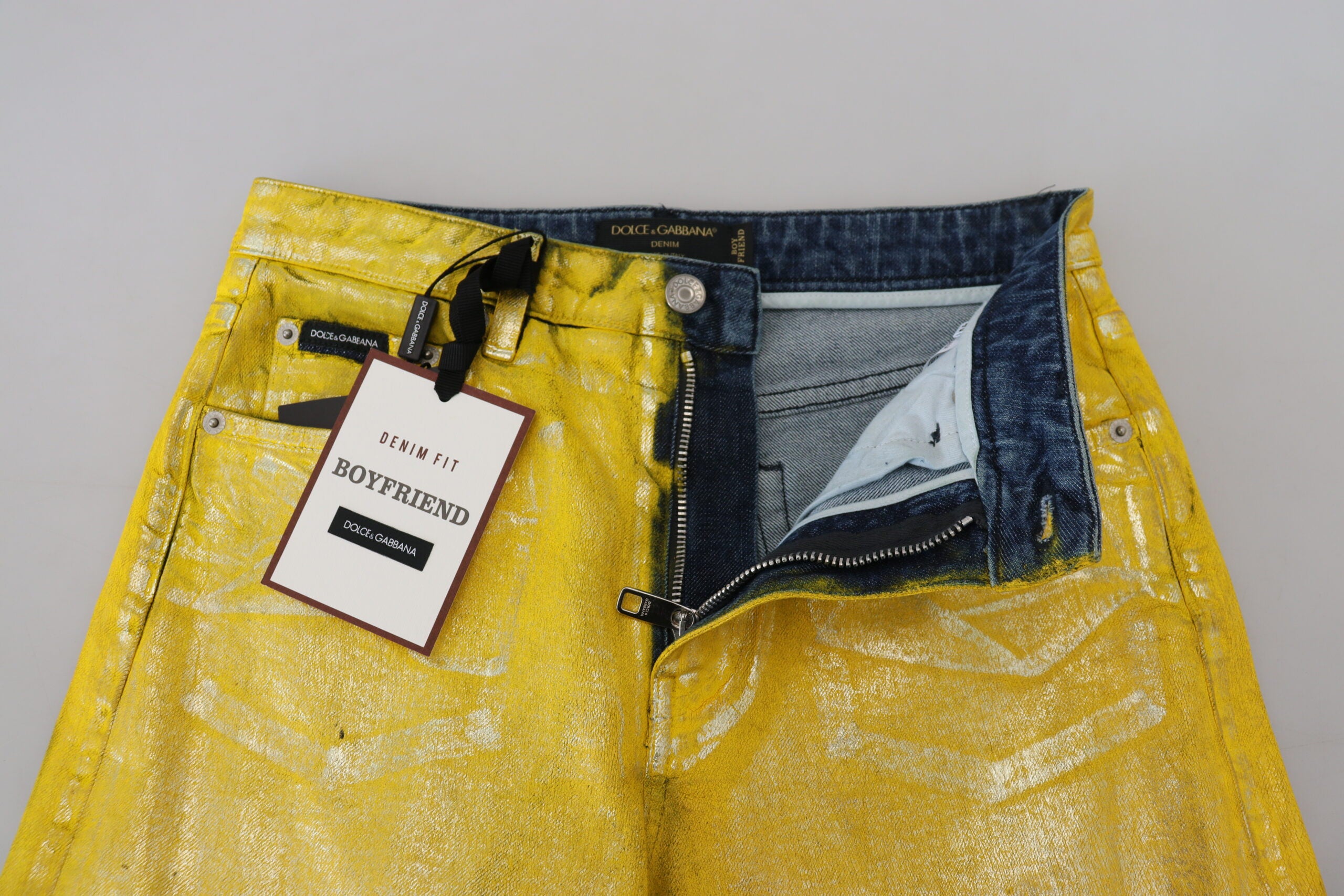 Dolce &amp; Gabbana – Schicke, gerade Jeans mit hoher Taille in leuchtendem Gelb