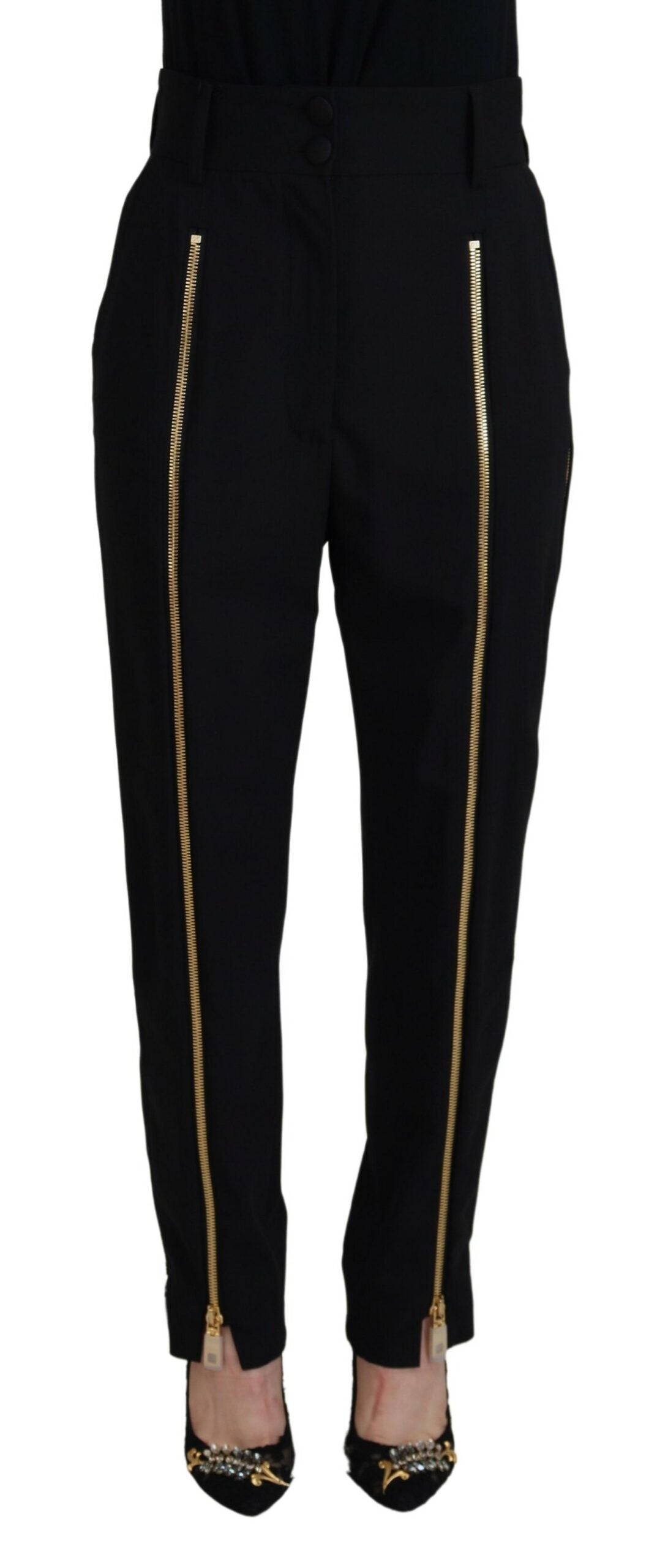 Dolce &amp; Gabbana Elegante hoch taillierte, konische Wollhose
