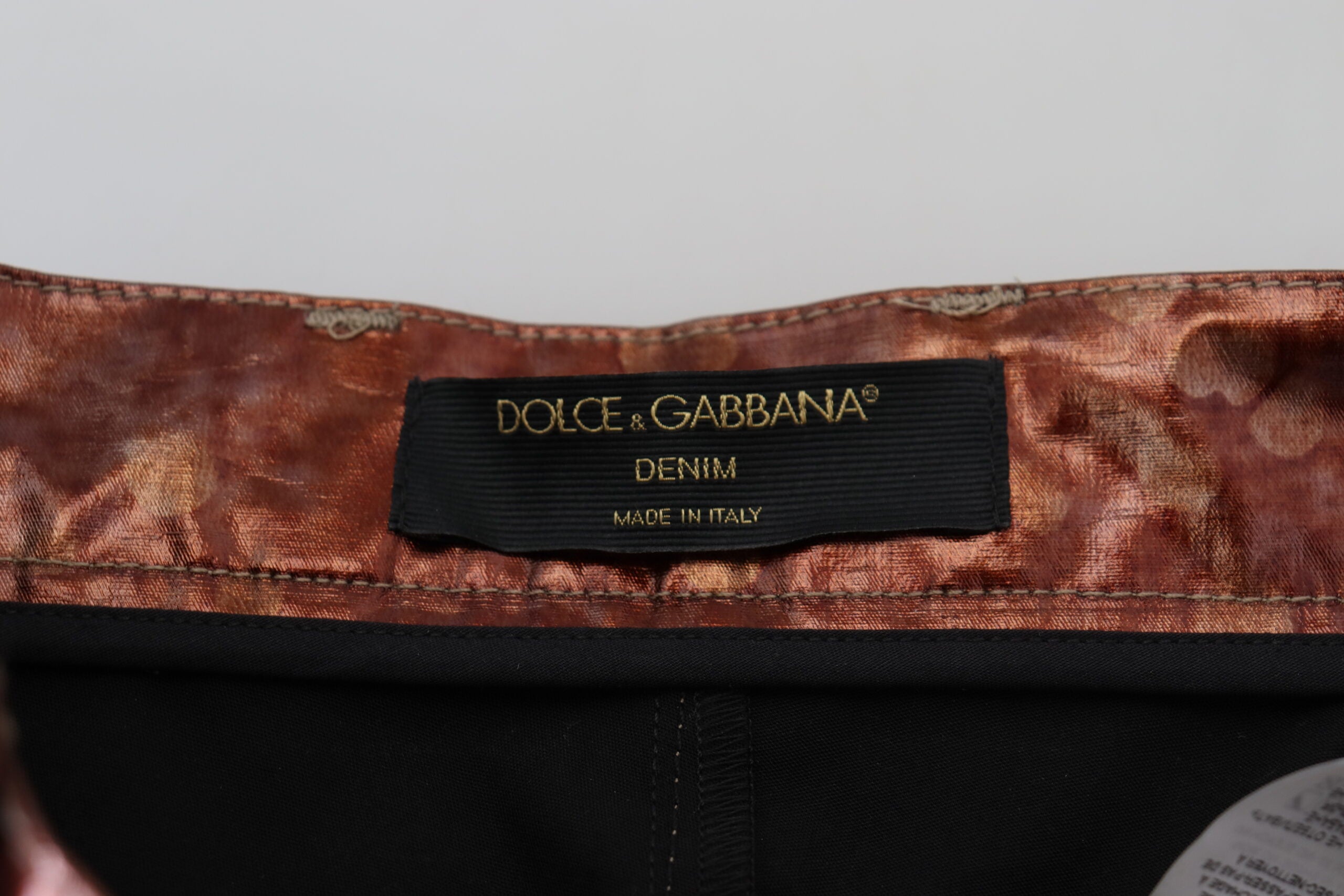 Dolce &amp; Gabbana – Skinny-Jeans mit hoher Taille in Metallic-Bronze