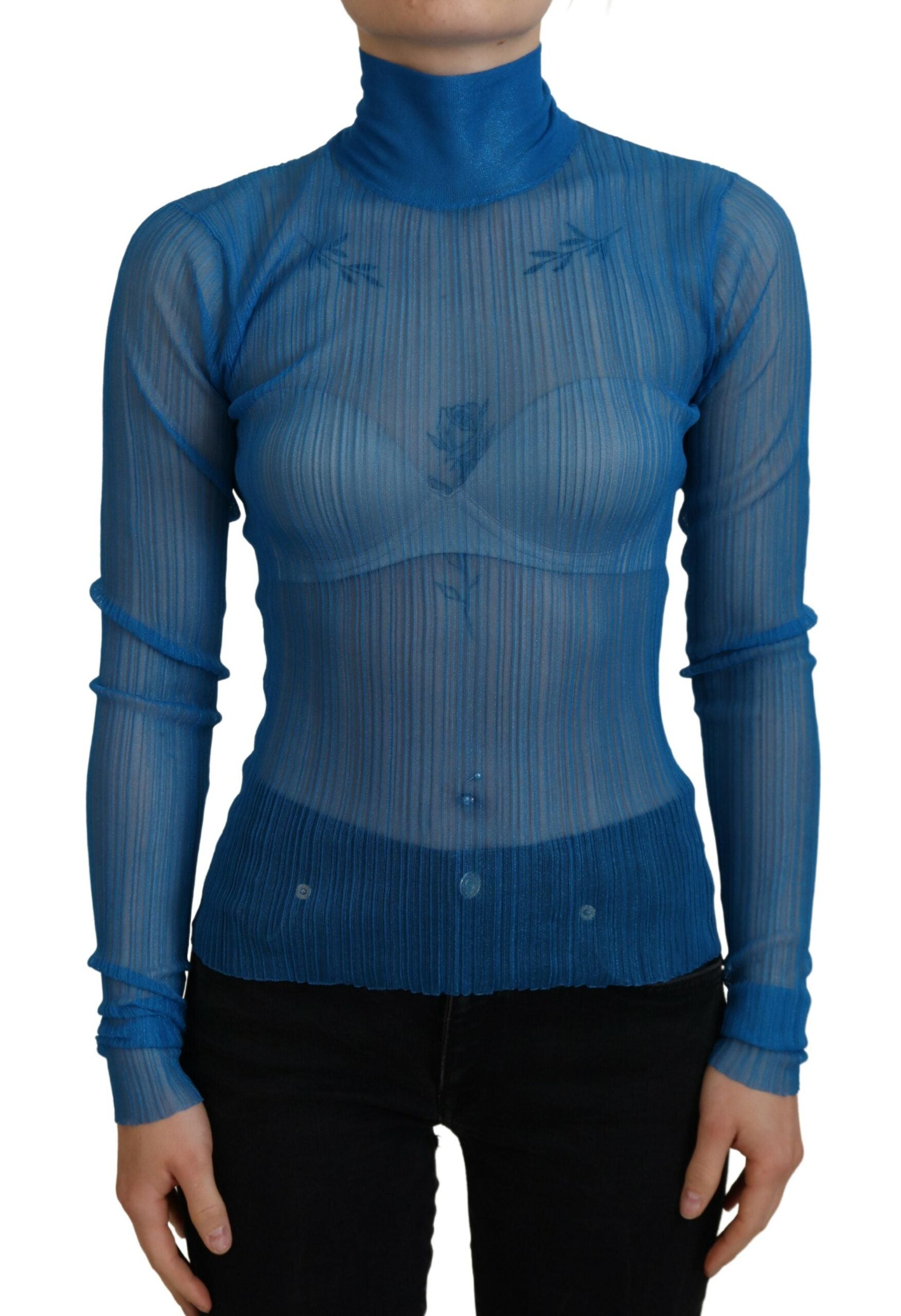 Dolce &amp; Gabbana Elegantes blaues Mesh-Bluse-Top