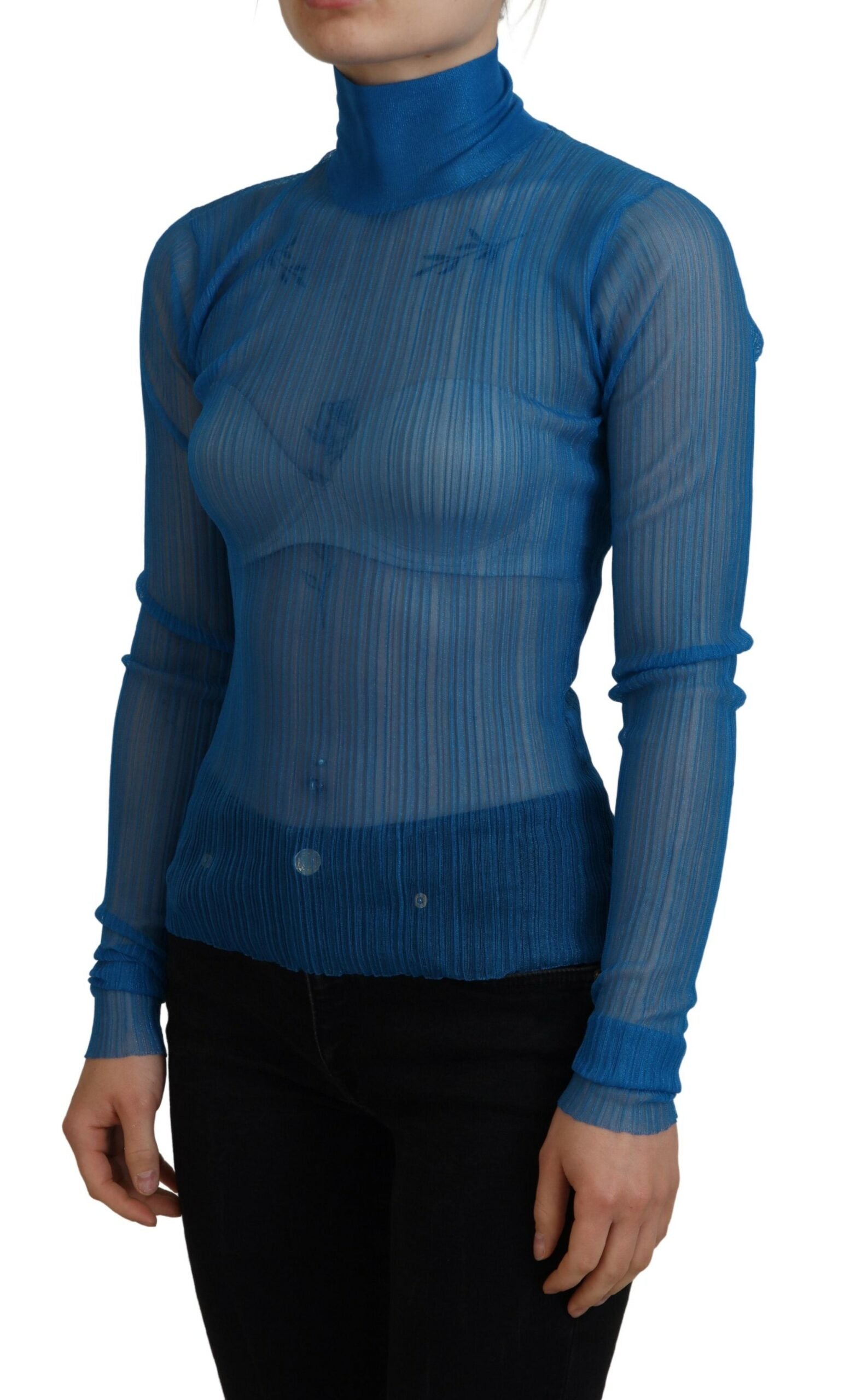 Dolce &amp; Gabbana Elegantes blaues Mesh-Bluse-Top