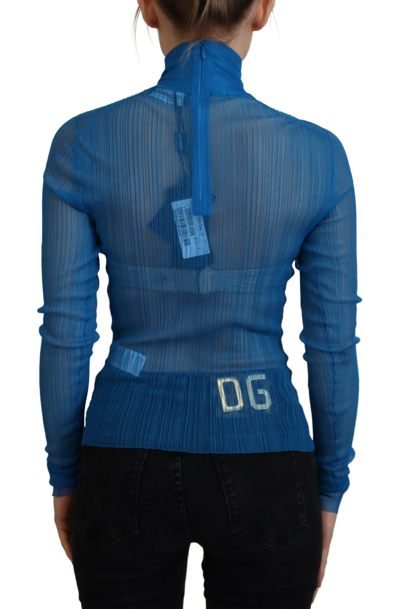 Dolce &amp; Gabbana Elegantes blaues Mesh-Bluse-Top