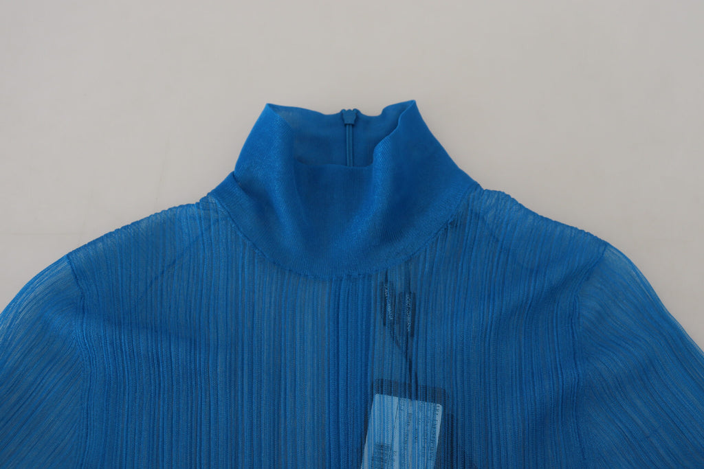 Dolce &amp; Gabbana Elegantes blaues Mesh-Bluse-Top