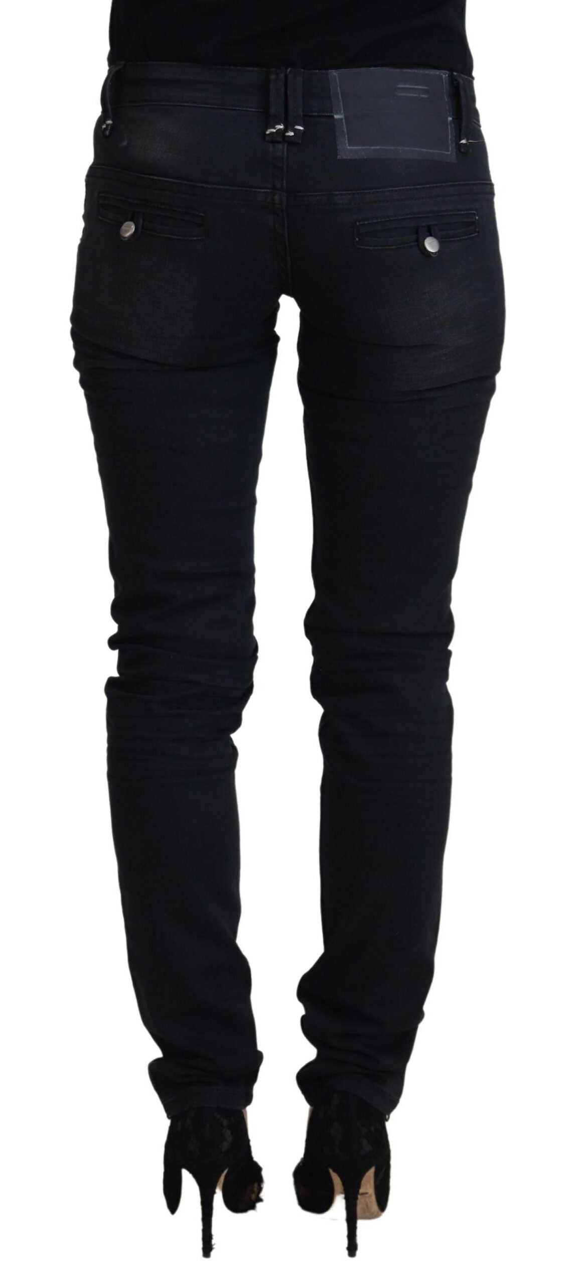 Acht Sleek – Schwarze, verwaschene Skinny-Jeans mit niedriger Taille
