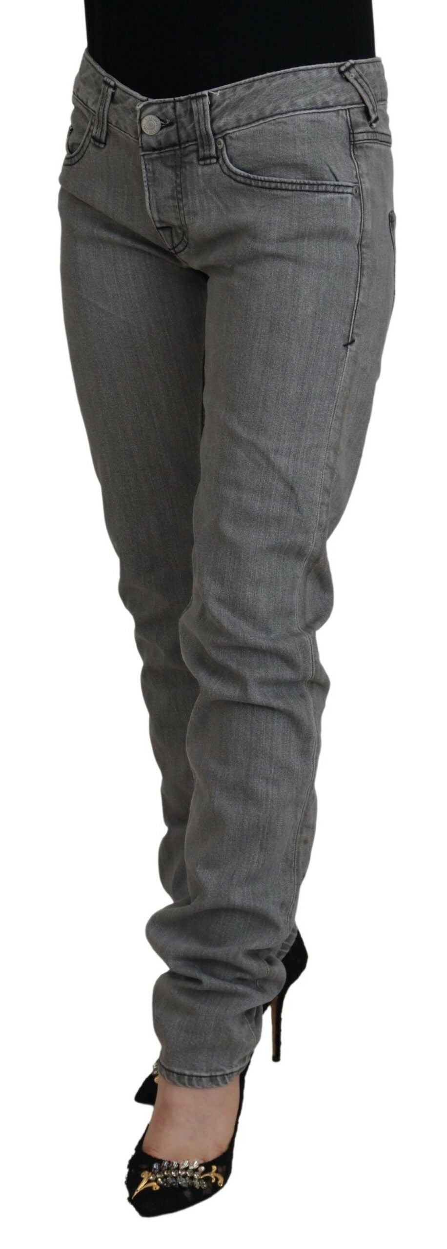 Care Label Chic Skinny Jeans in Grau mit niedriger Taille