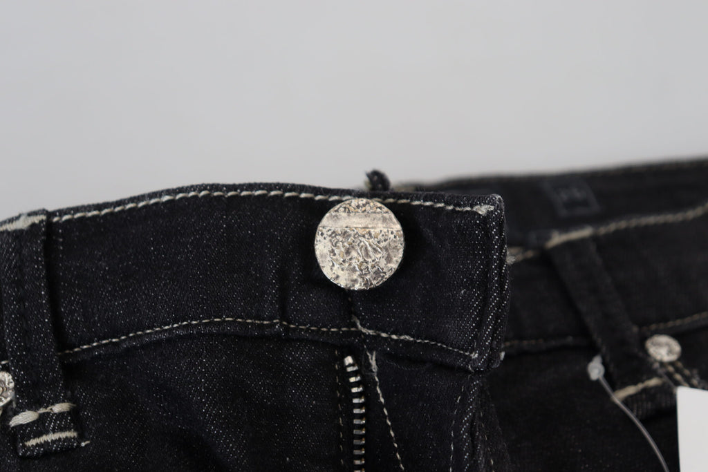 Acht Elegante Tapered Mid Waist Schwarze Jeans