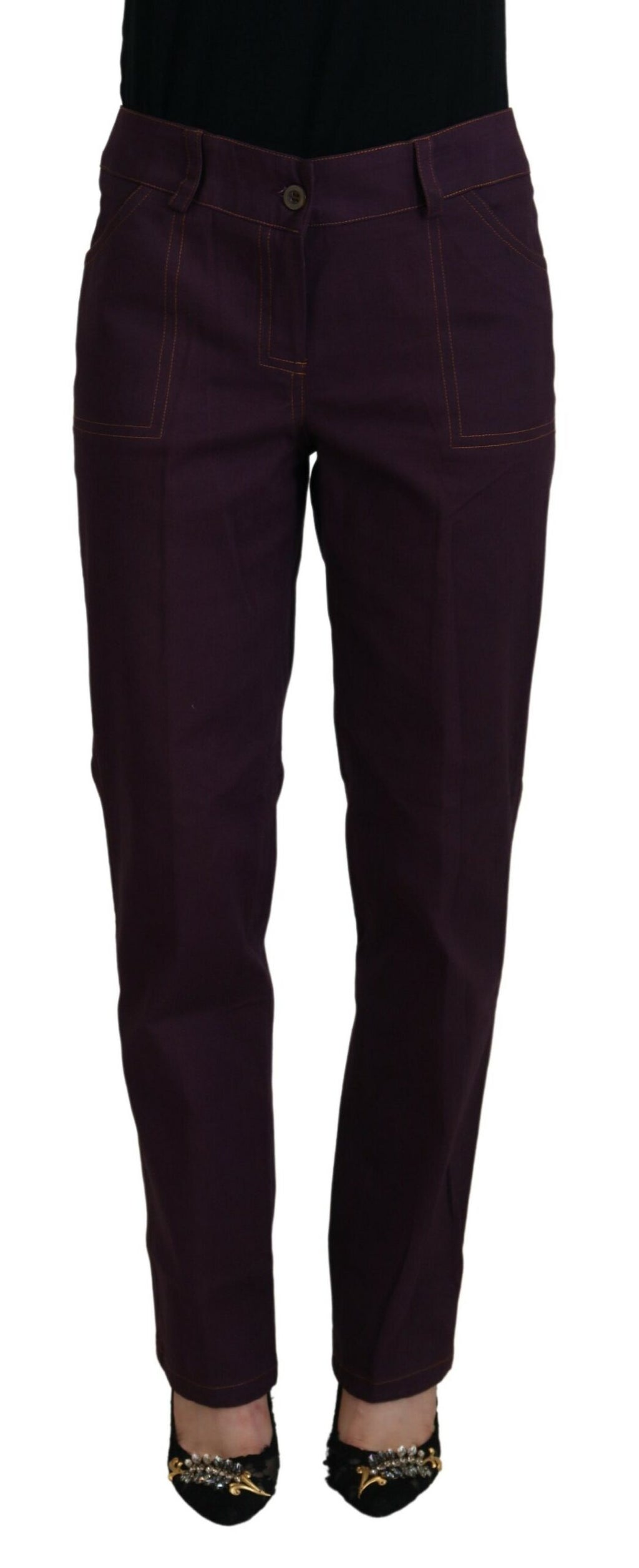BENCIVENGA Elegante, konische lila Baumwollhose