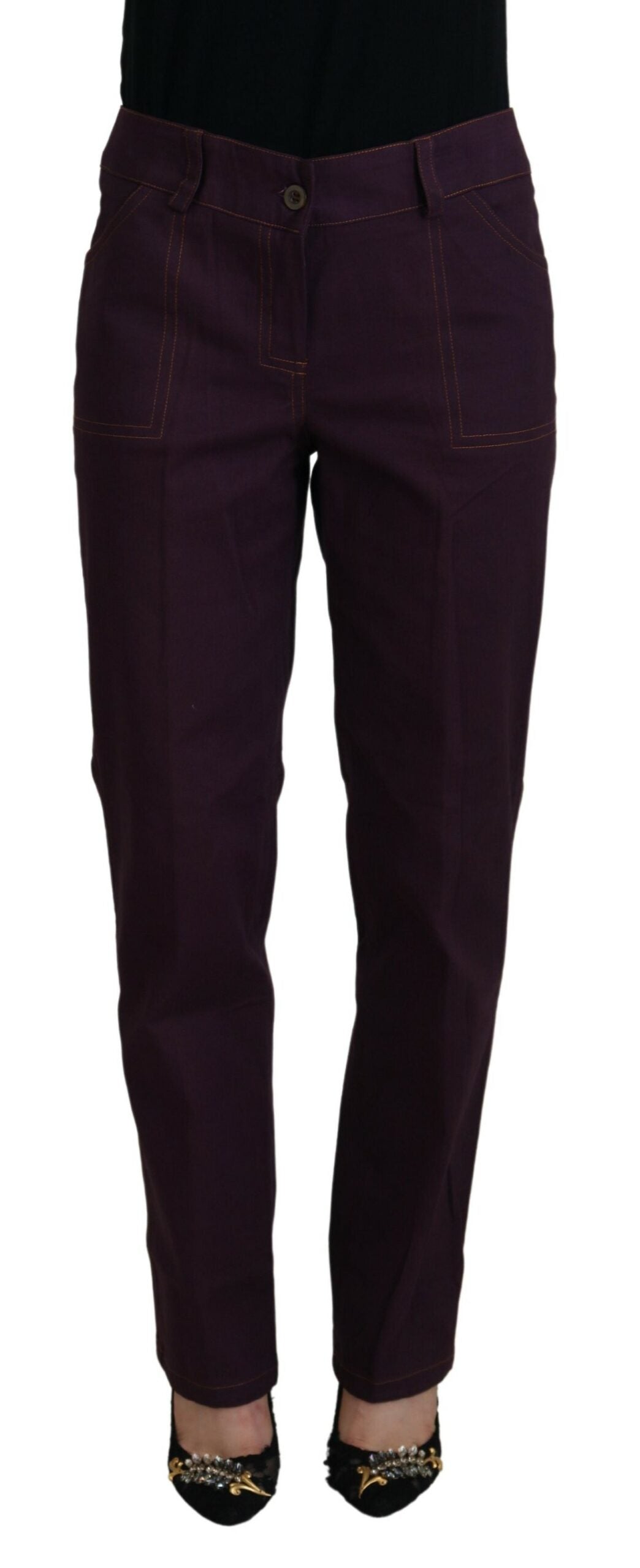 BENCIVENGA Elegante, konische lila Baumwollhose
