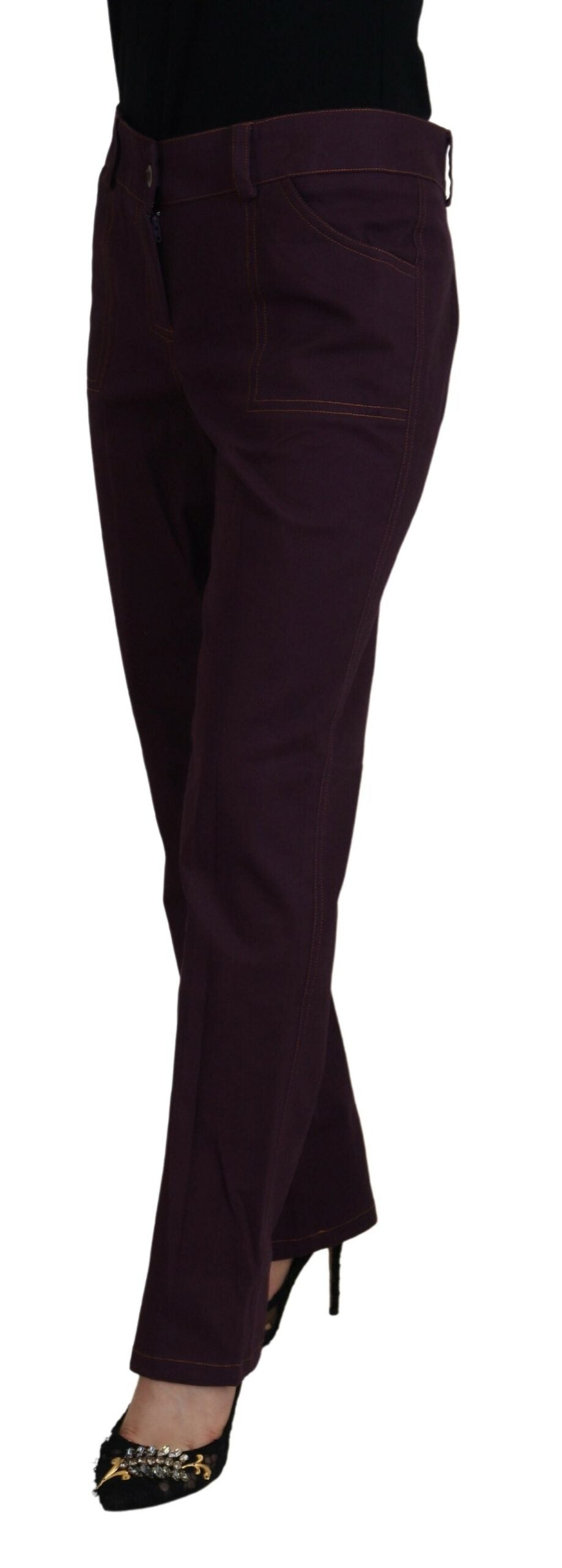 BENCIVENGA Elegante, konische lila Baumwollhose