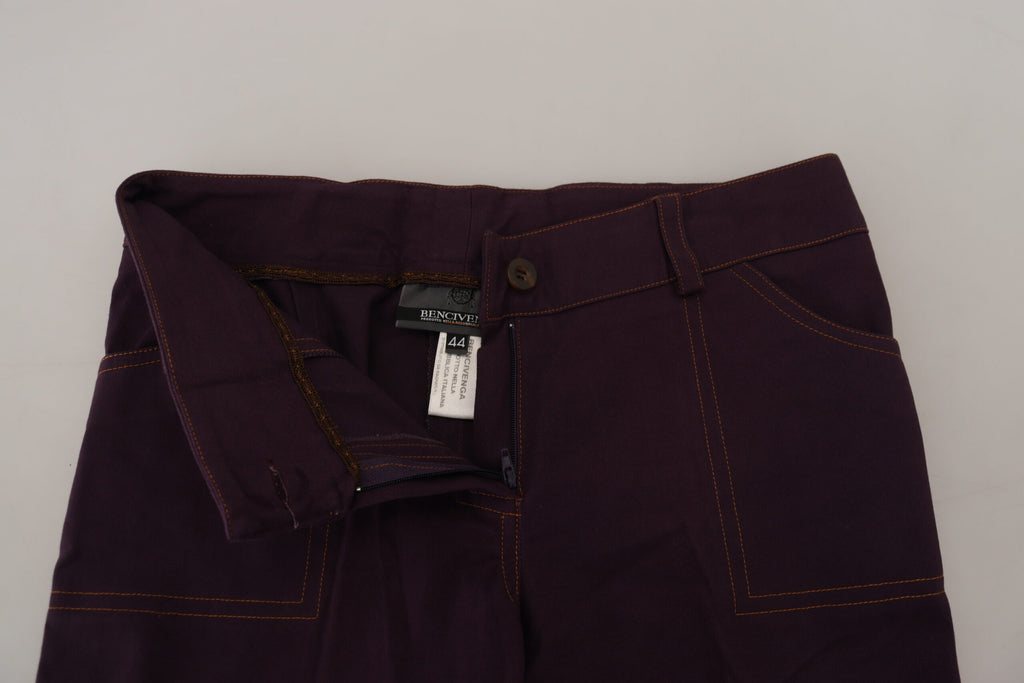 BENCIVENGA Elegante, konische lila Baumwollhose
