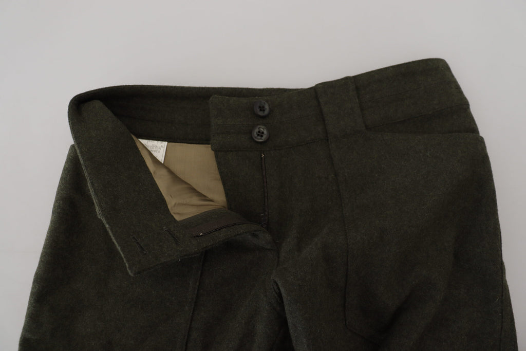 Ermanno Scervino Elegant Tapered Green Wool-Blend Pants for Women