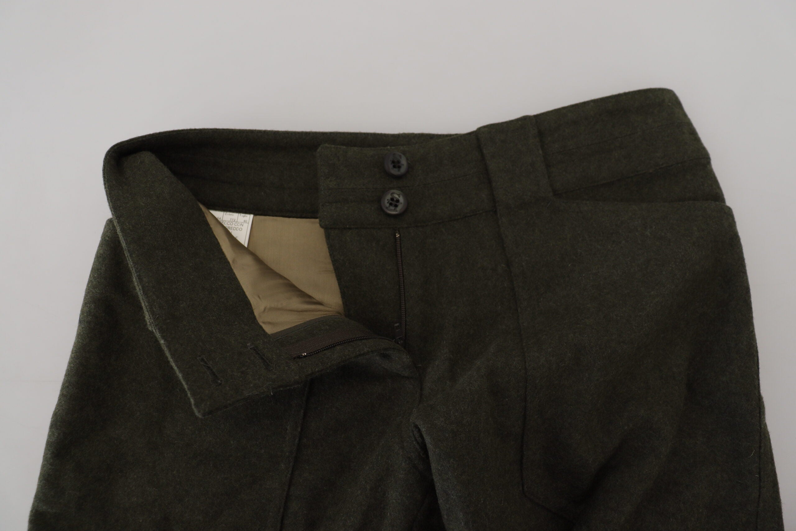 Ermanno Scervino Elegant Tapered Green Wool-Blend Pants for Women