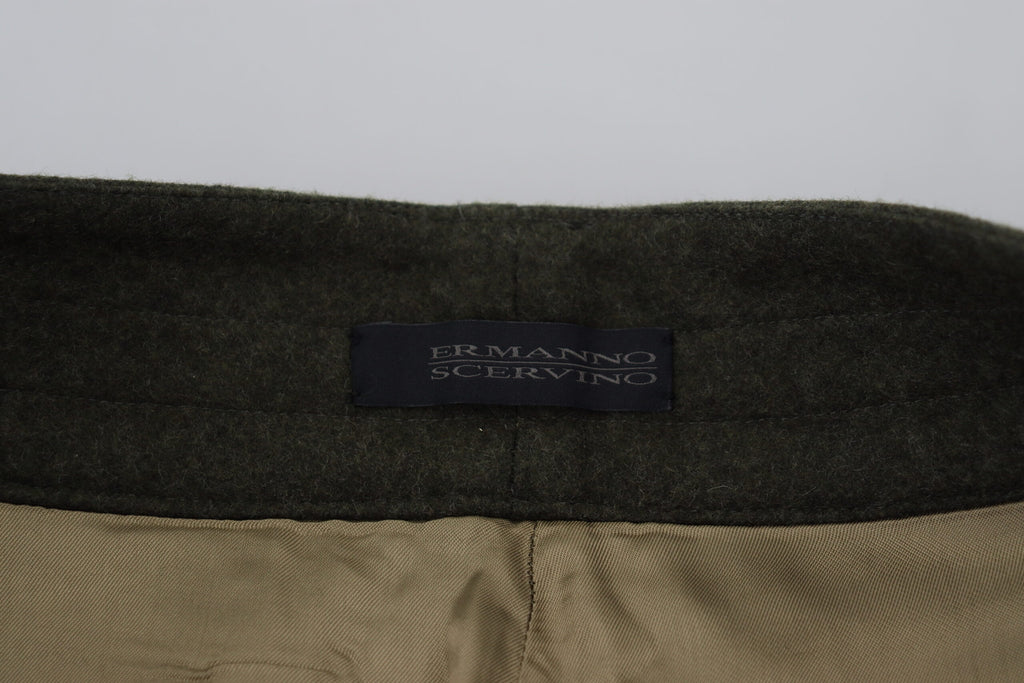 Ermanno Scervino Elegant Tapered Green Wool-Blend Pants for Women