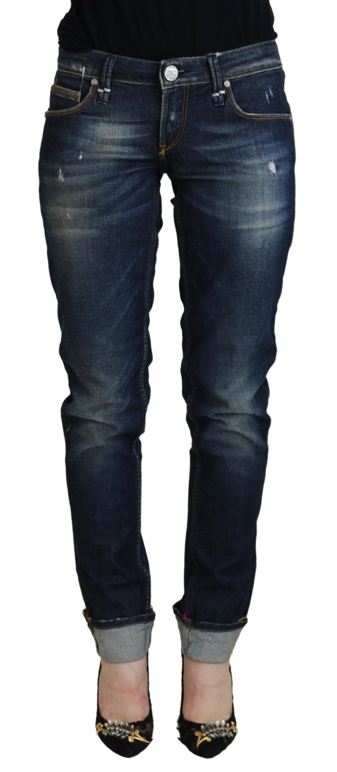 Acht Elegante Slim Fit Low Waist Denim Hose