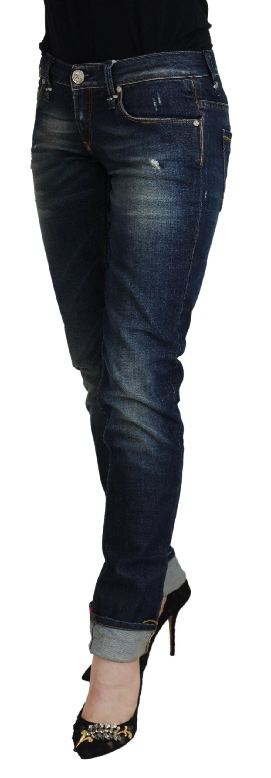 Acht Elegante Slim Fit Low Waist Denim Hose