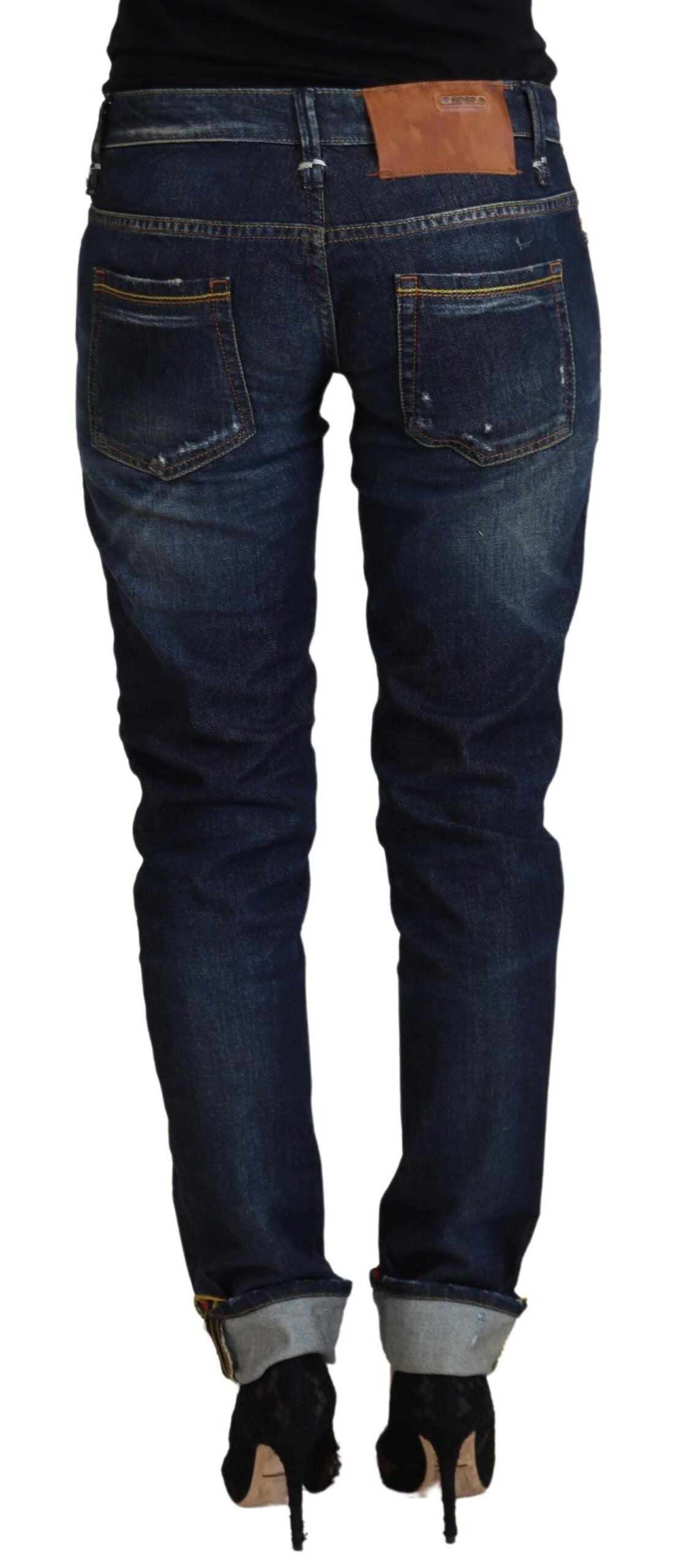 Acht Elegante Slim Fit Low Waist Denim Hose