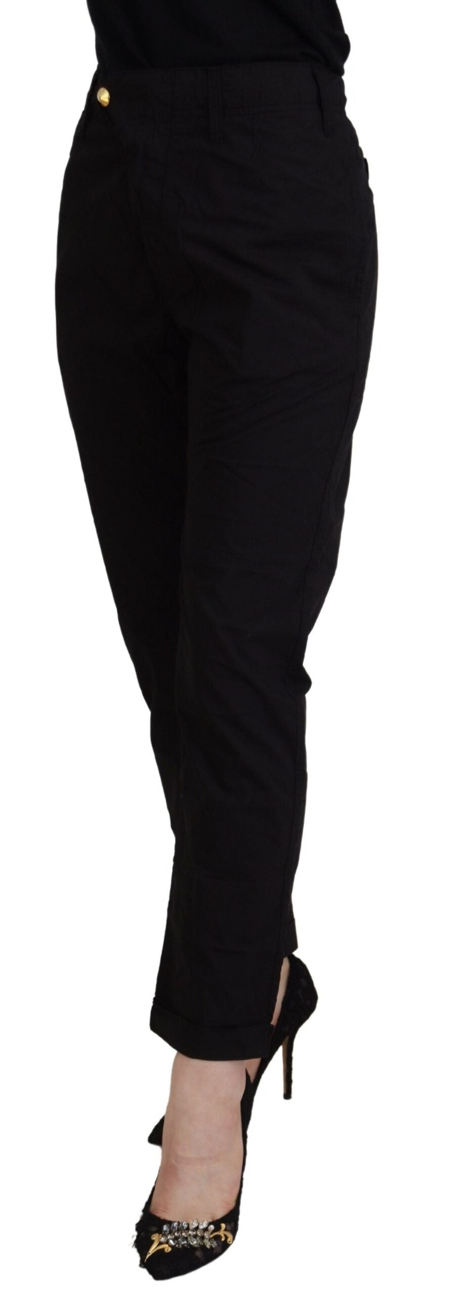 CYCLE Schicke, konische schwarze Baumwollhose