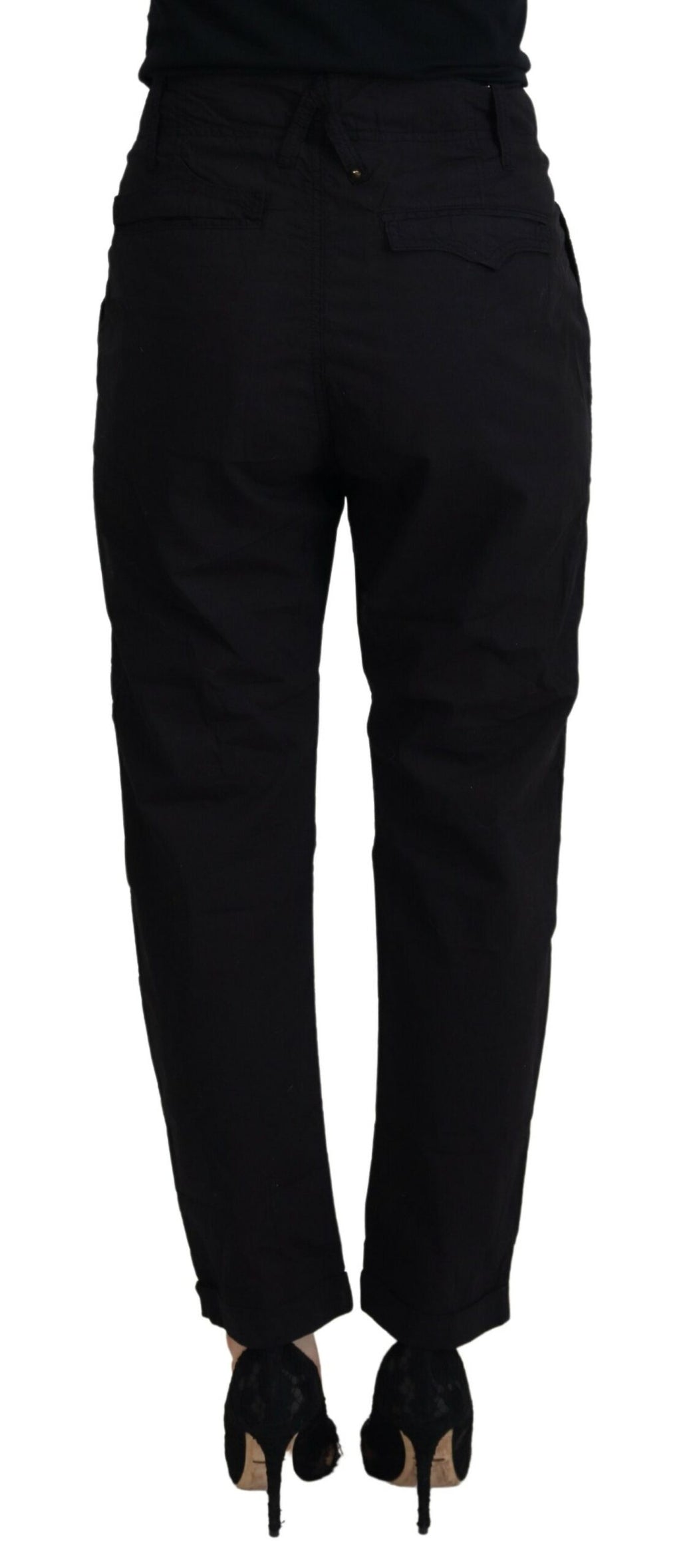CYCLE Schicke, konische schwarze Baumwollhose