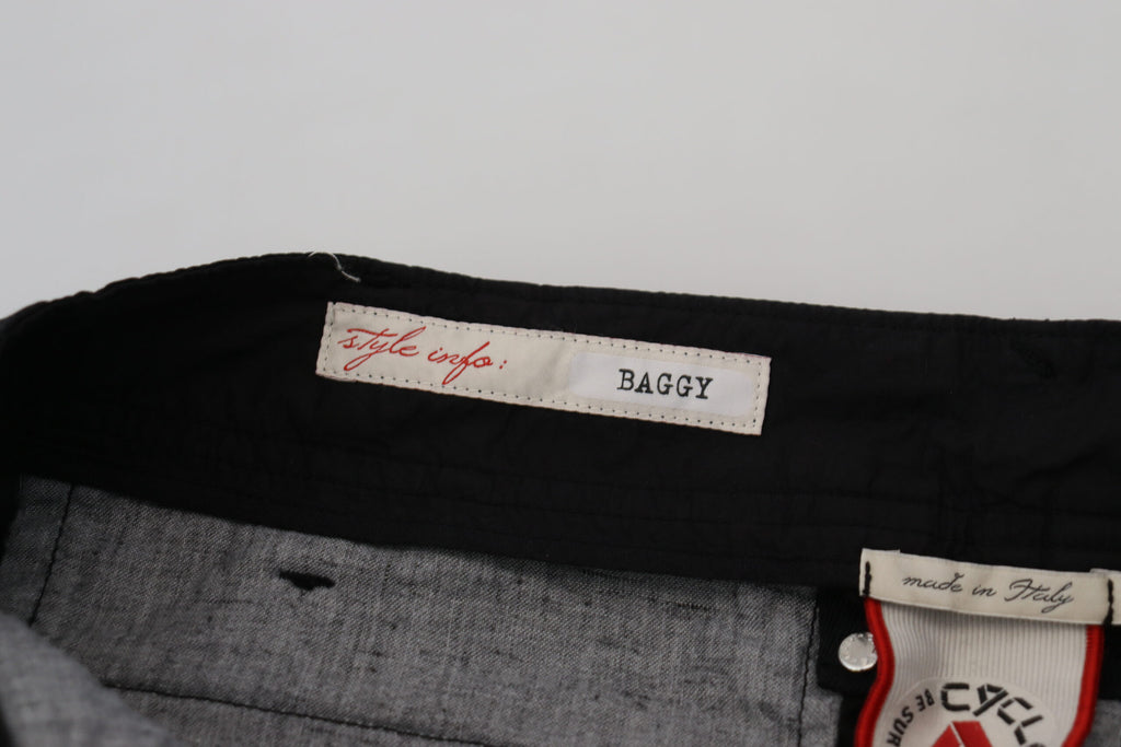 CYCLE Schicke, konische schwarze Baumwollhose